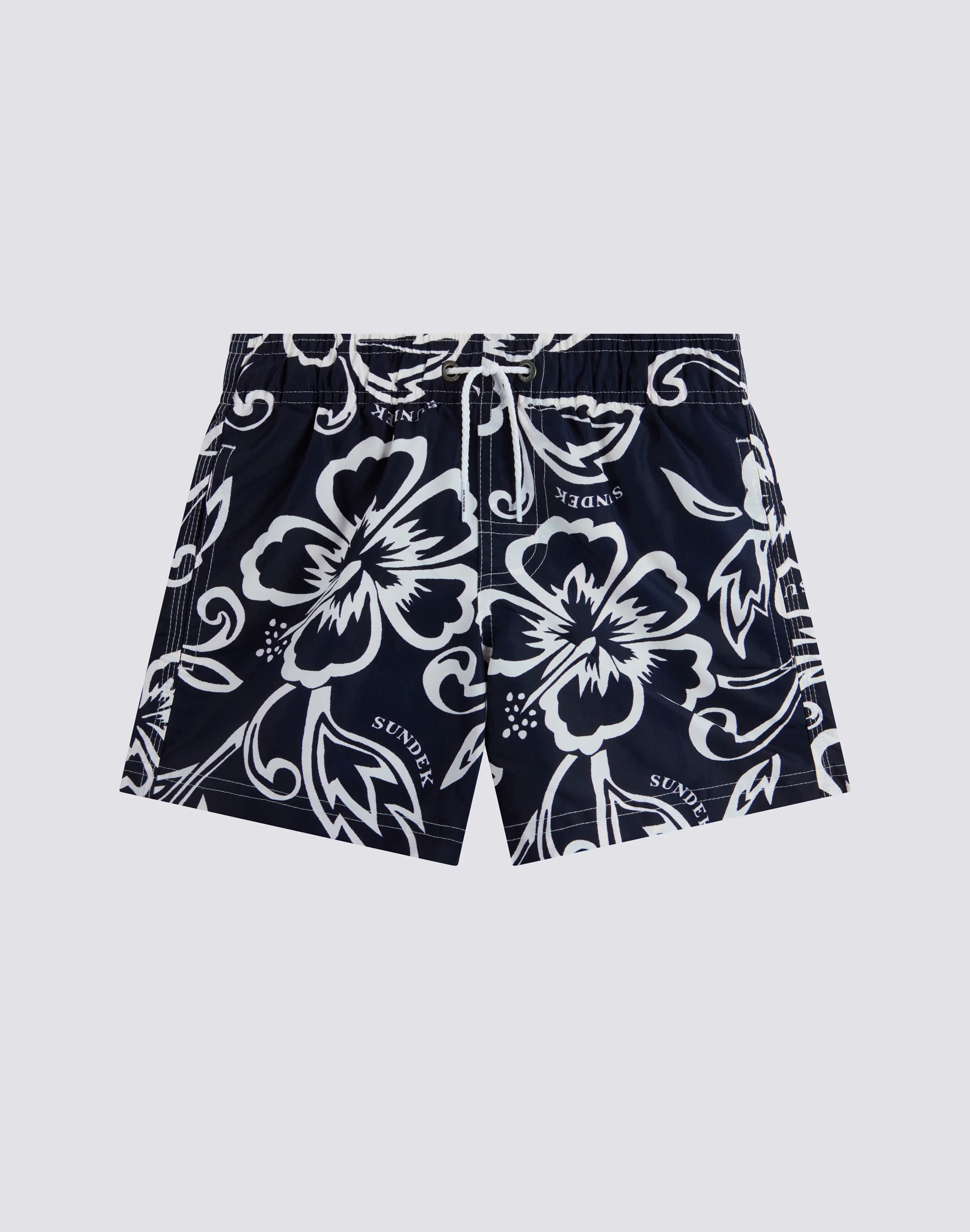 BOYS' SHORT SWIMSUIT WITH ELASTICATED WAIST ARCHIVE HIBISCUS PRINT SK23 - Image 2