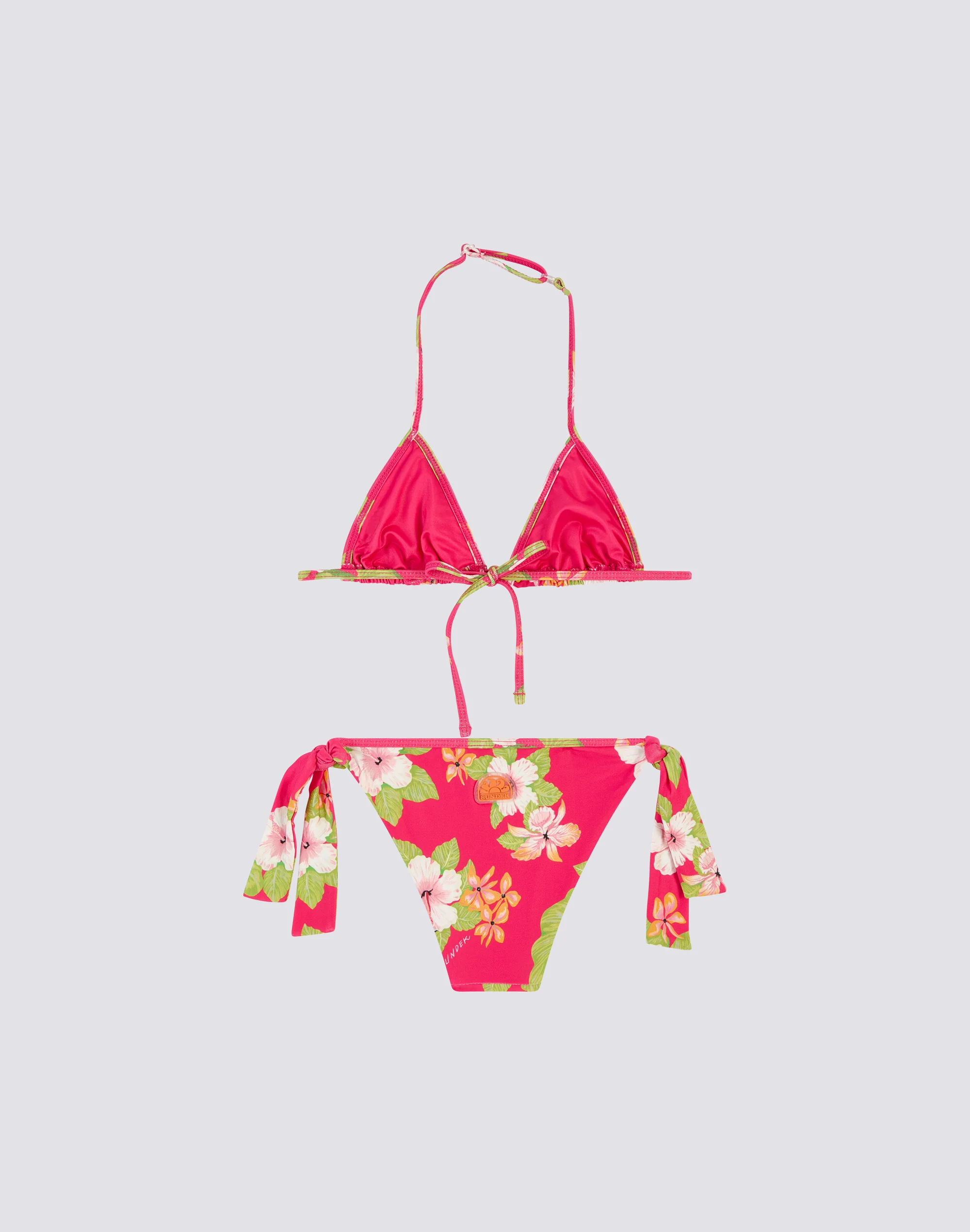 MINI BIKINI WITH RUFFLES AND LACE-UP BRIEFS IN DREAMY HAWAII PRINT - Image 3