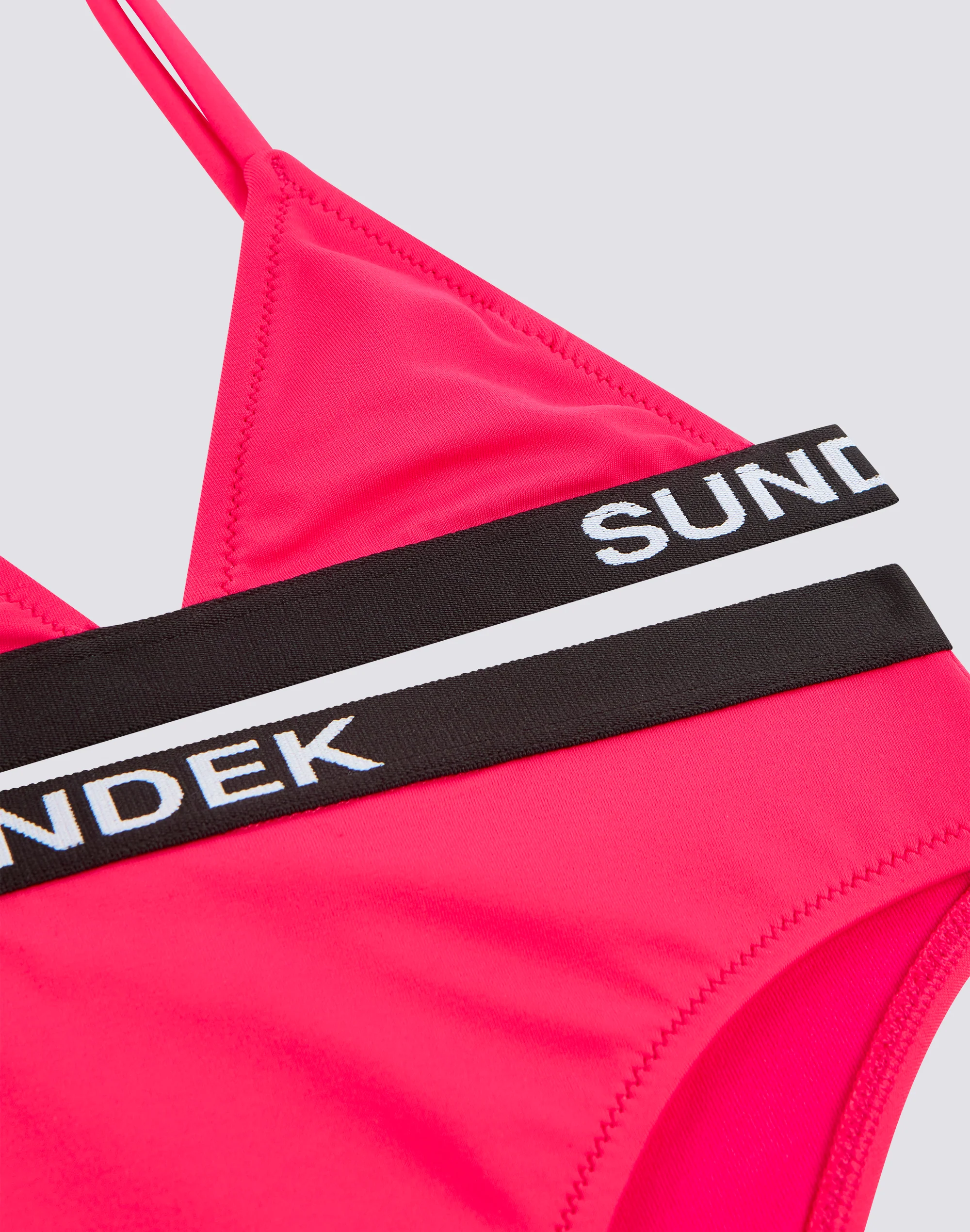GIRLS' BIKINI WITH TRIANGLE TOP AND FIXED BOTTOMS WITH ELASTIC LOGO - Image 3