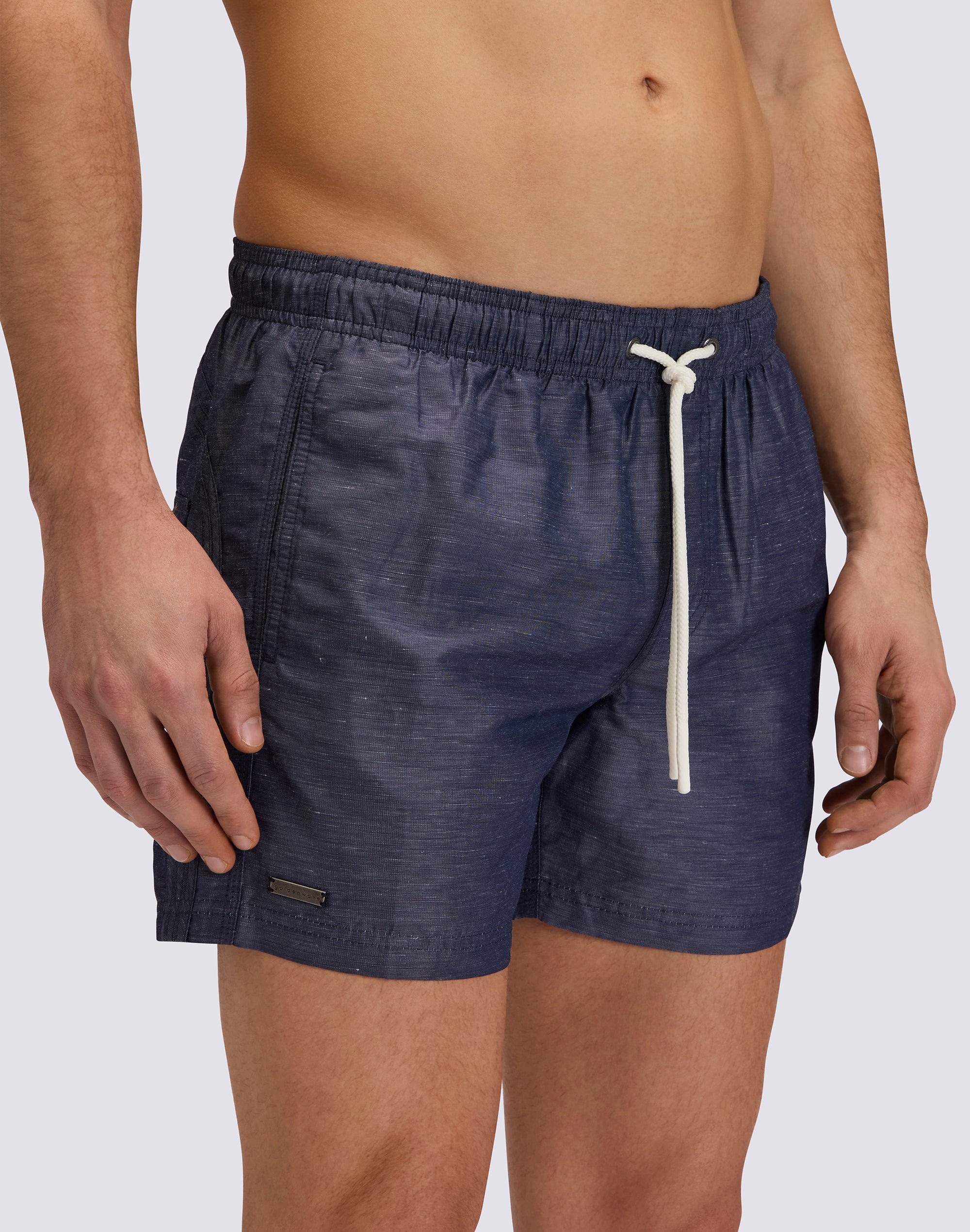 GOLDENWAVE MEN'S SHORT ELASTIC WAIST SWIMSUIT IN RECYCLED LINEN - Image 3