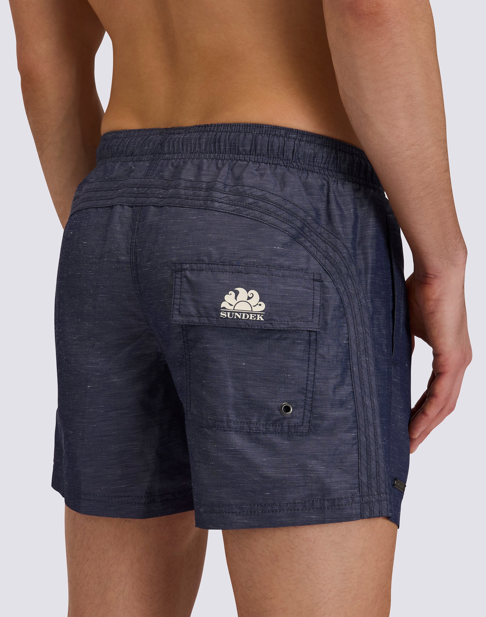 GOLDENWAVE MEN'S SHORT ELASTIC WAIST SWIMSUIT IN RECYCLED LINEN - Image 4