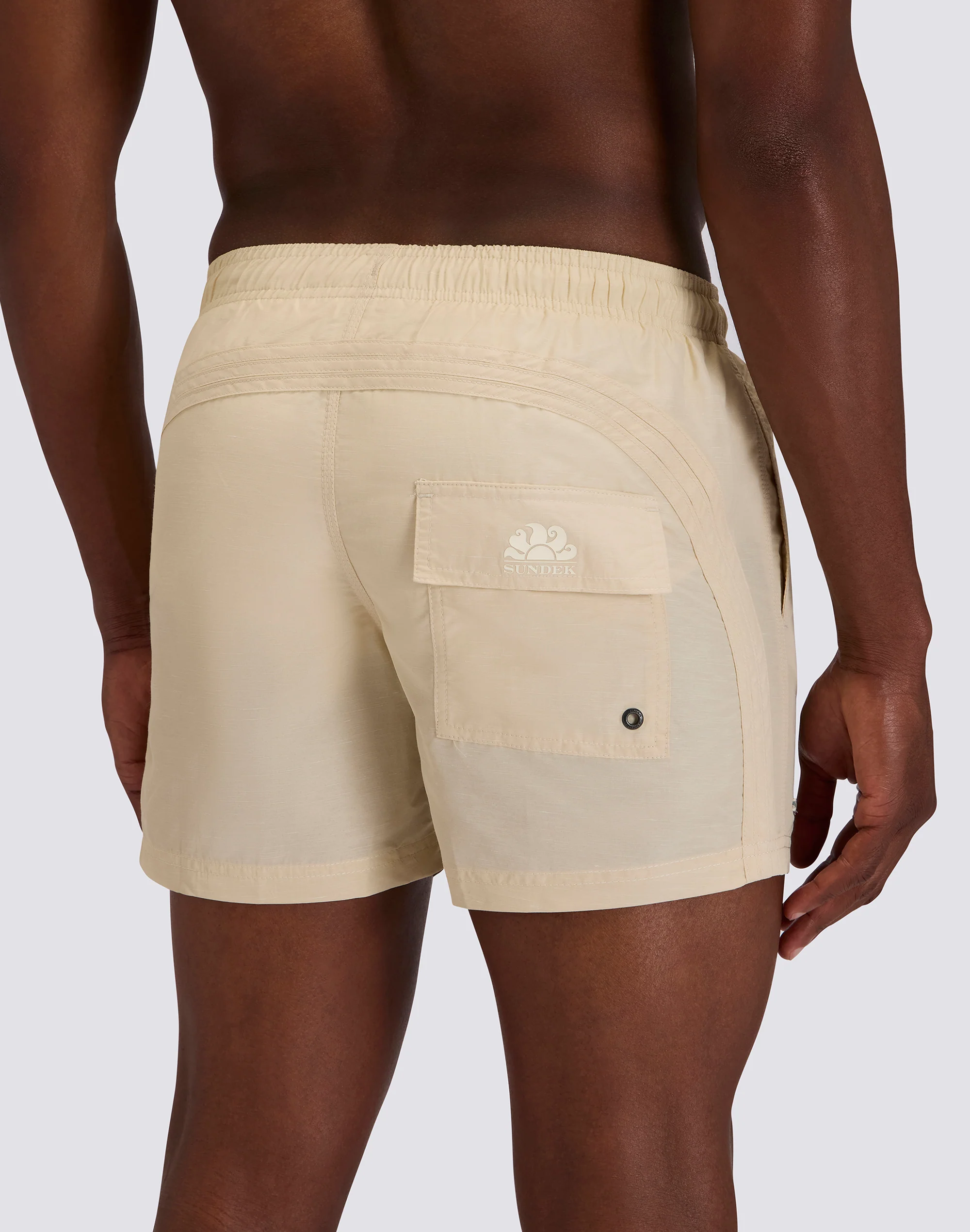 GOLDENWAVE MEN'S SHORT ELASTIC WAIST SWIMSUIT IN RECYCLED LINEN - Image 4
