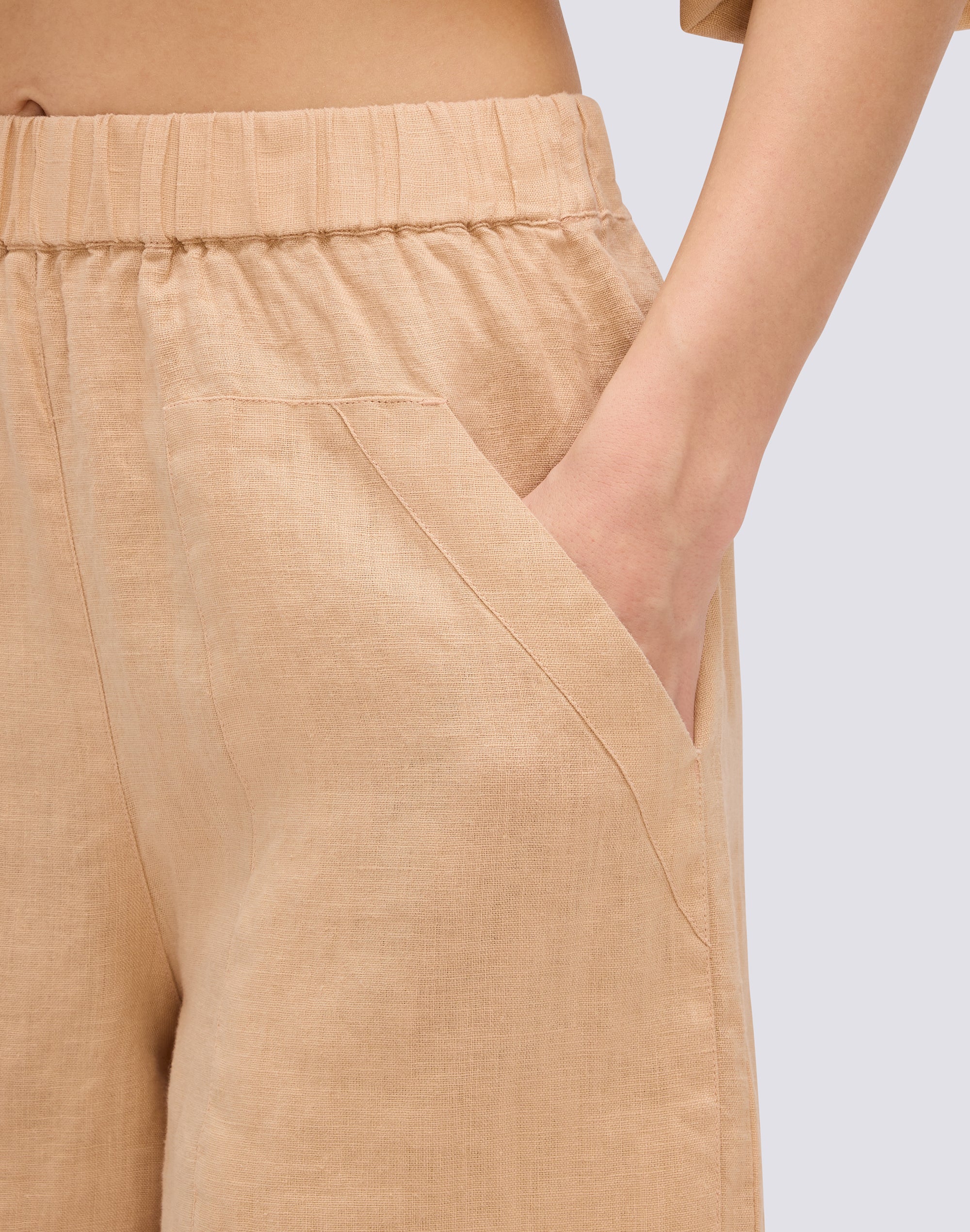 STRETCH-WAIST LINEN SHORTS - Image 4