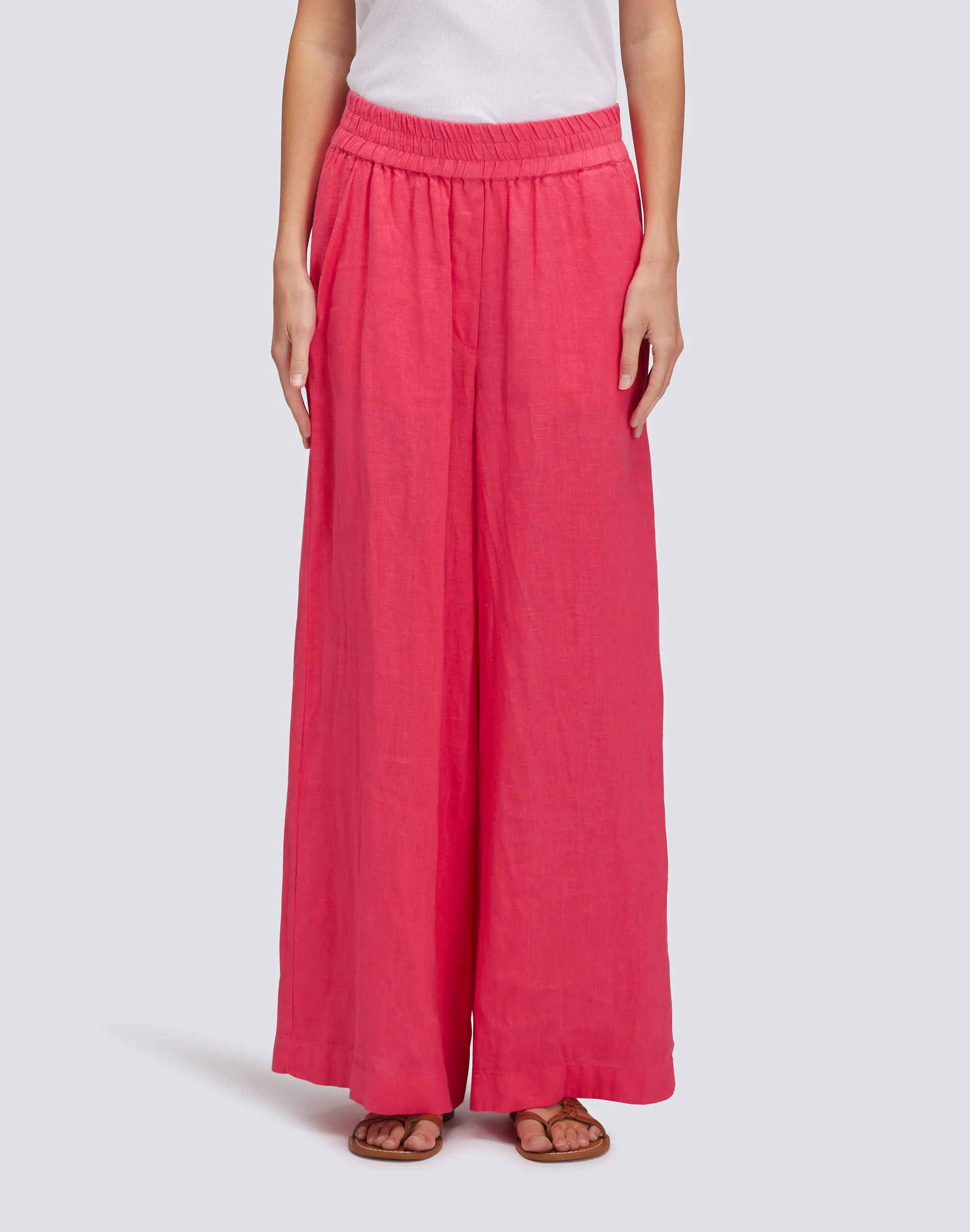 LONG PALAZZO TROUSERS IN GARMENT-DYED LINEN - Image 2