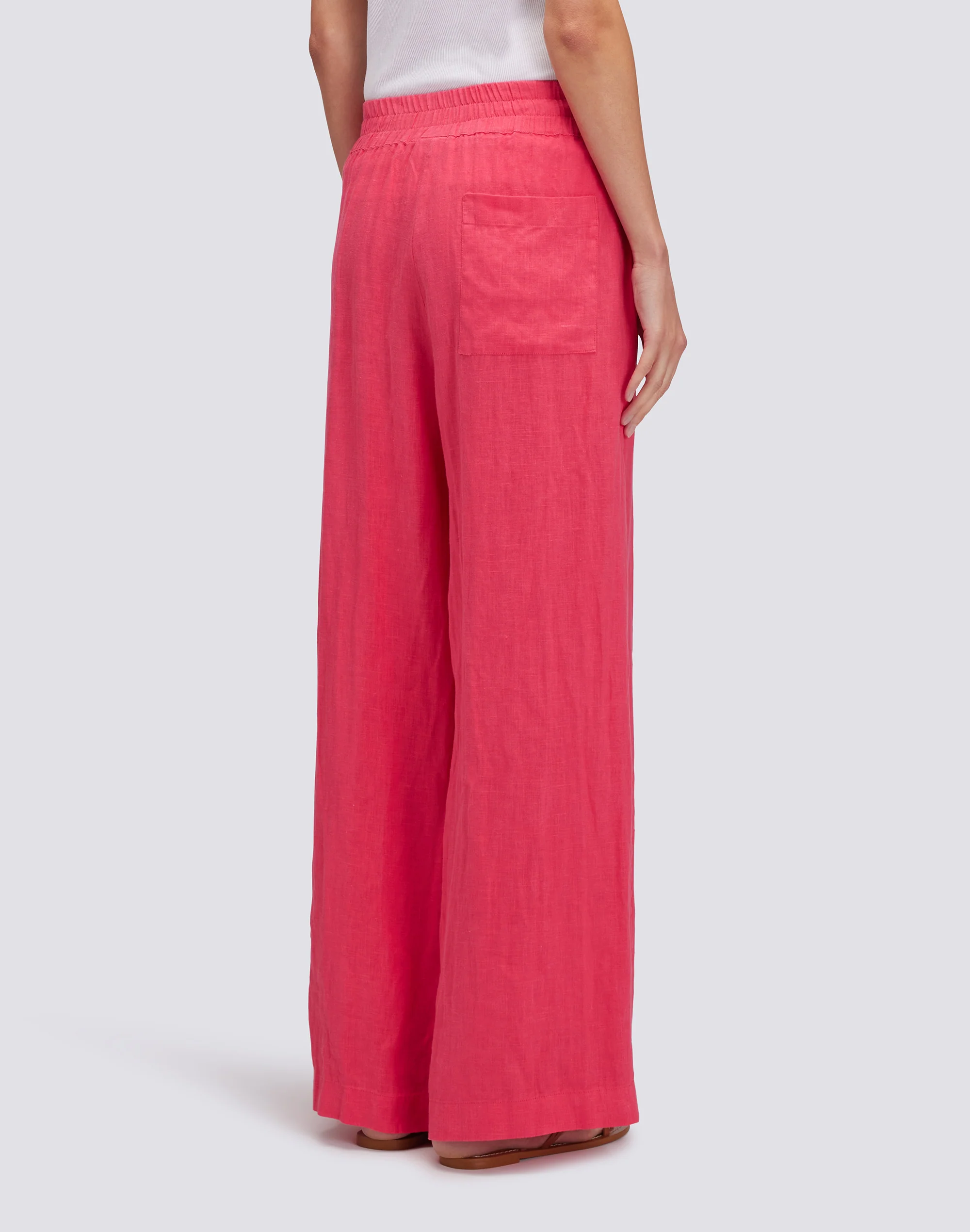 LONG PALAZZO TROUSERS IN GARMENT-DYED LINEN - Image 3