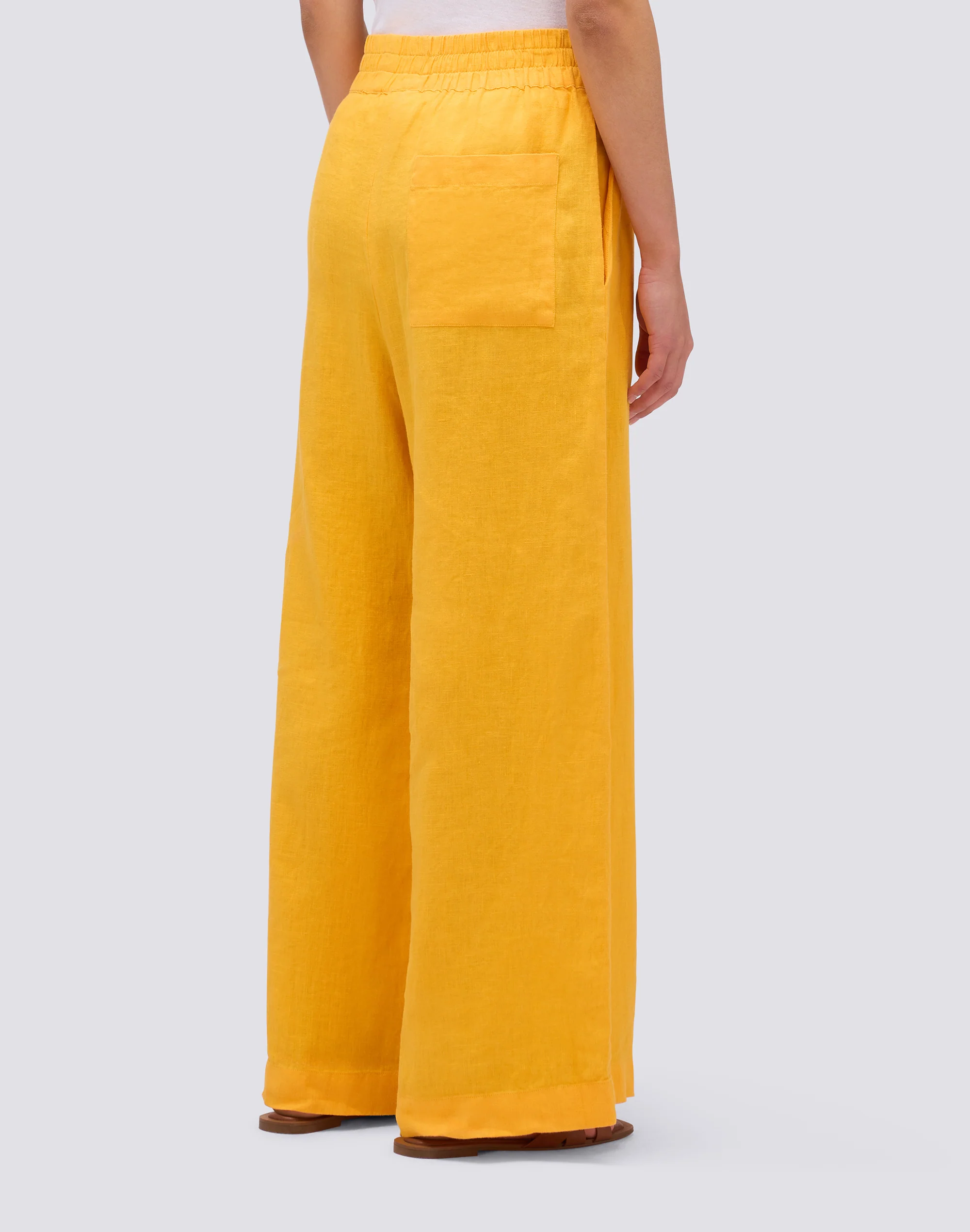 LONG PALAZZO TROUSERS IN GARMENT-DYED LINEN - Image 3