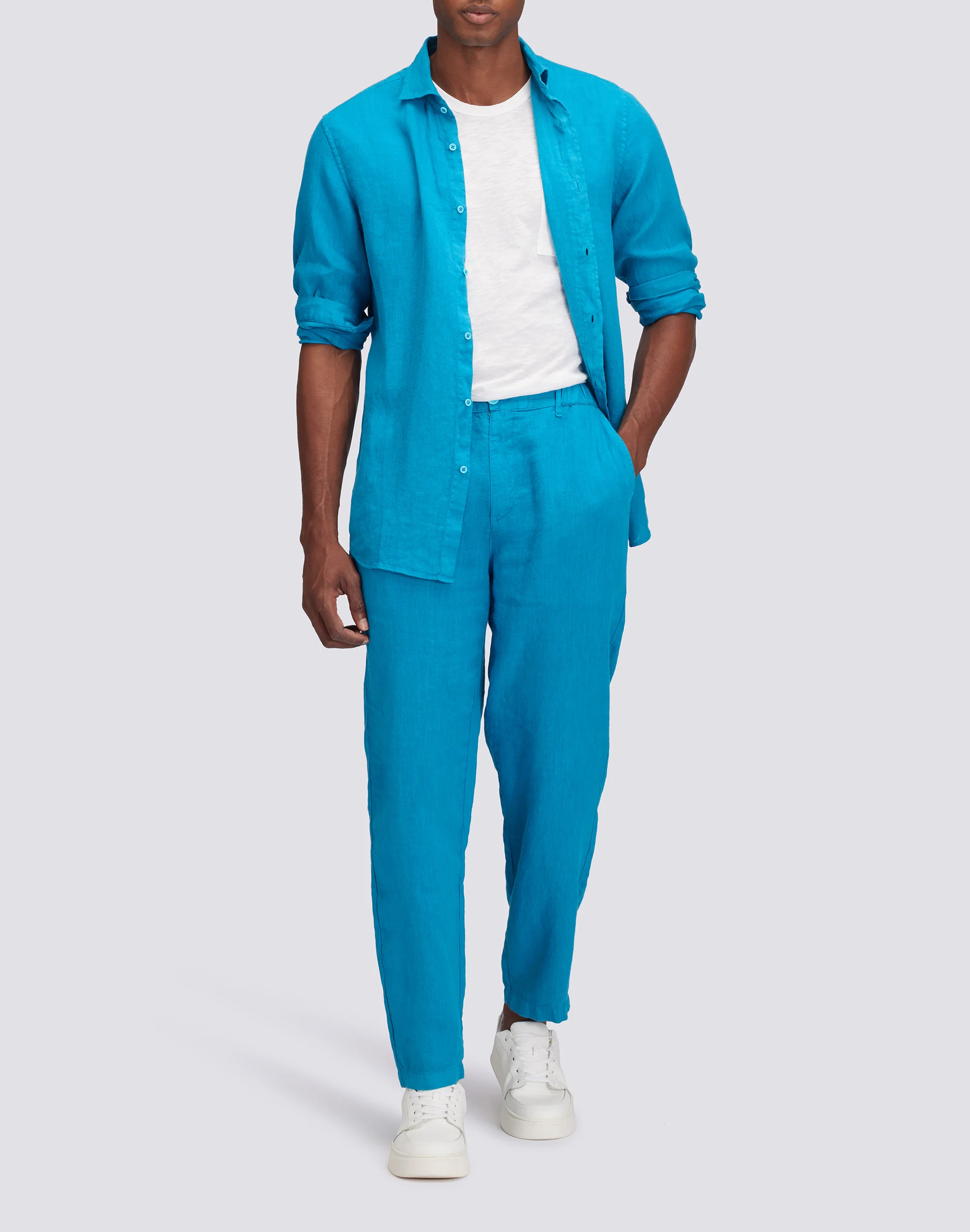 SEMI-STRETCH LINEN TROUSERS - Image 4