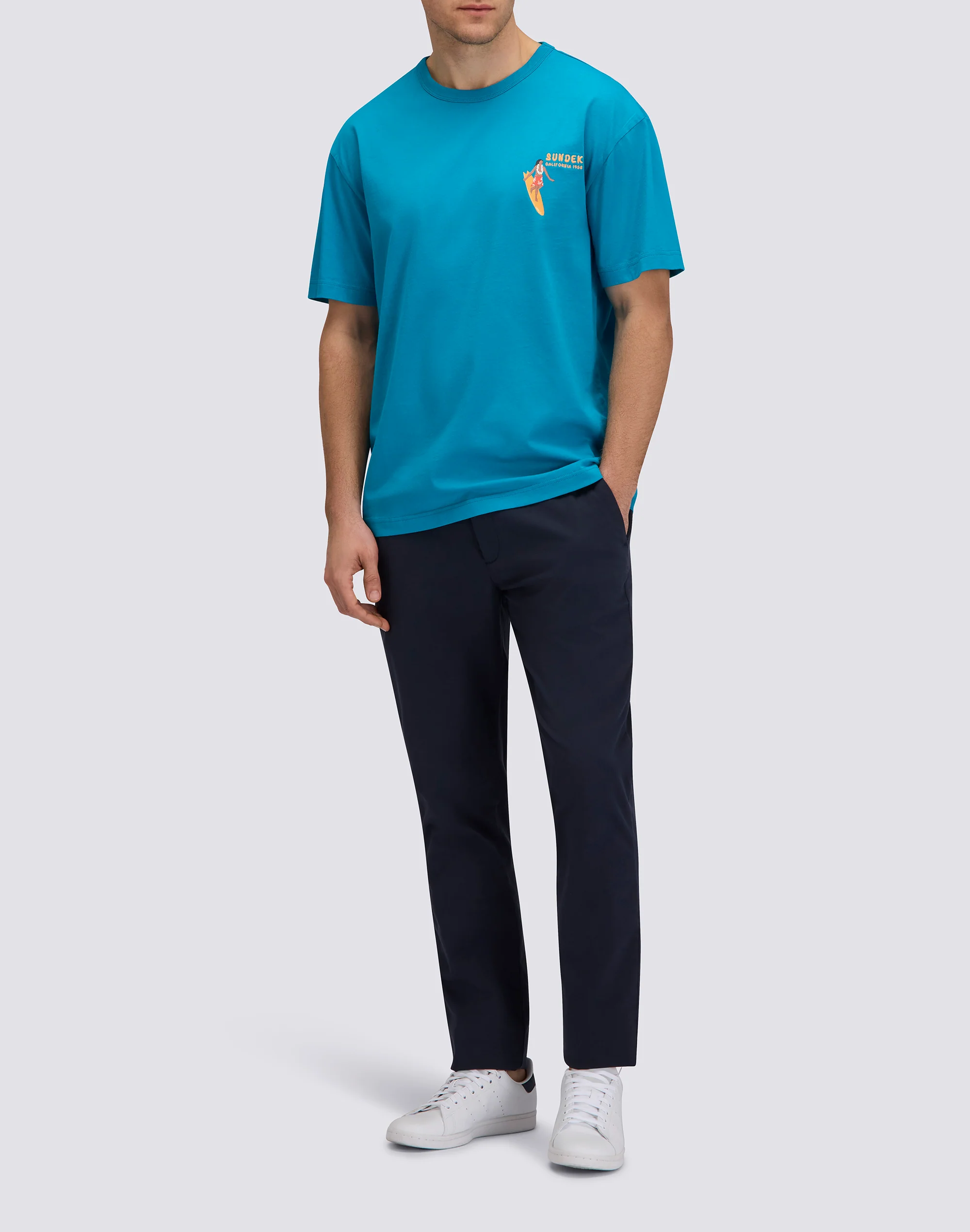MEN'S CREW NECK T-SHIRT WITH PRINT AND EMBROIDERY - Image 3