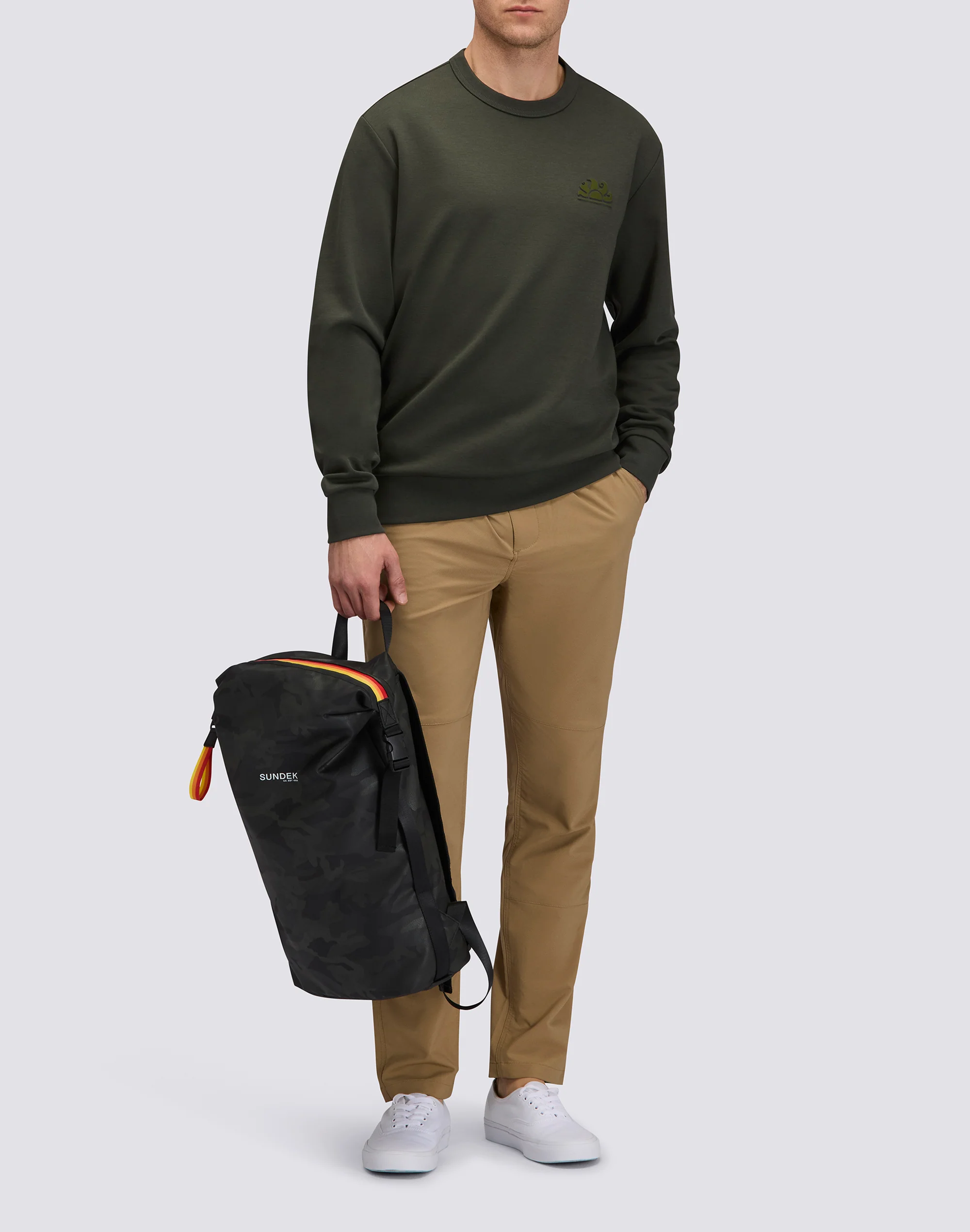 MEN'S CREW NECK SWEATSHIRT IN RECYCLED INTERLOCK COTTON - Image 3