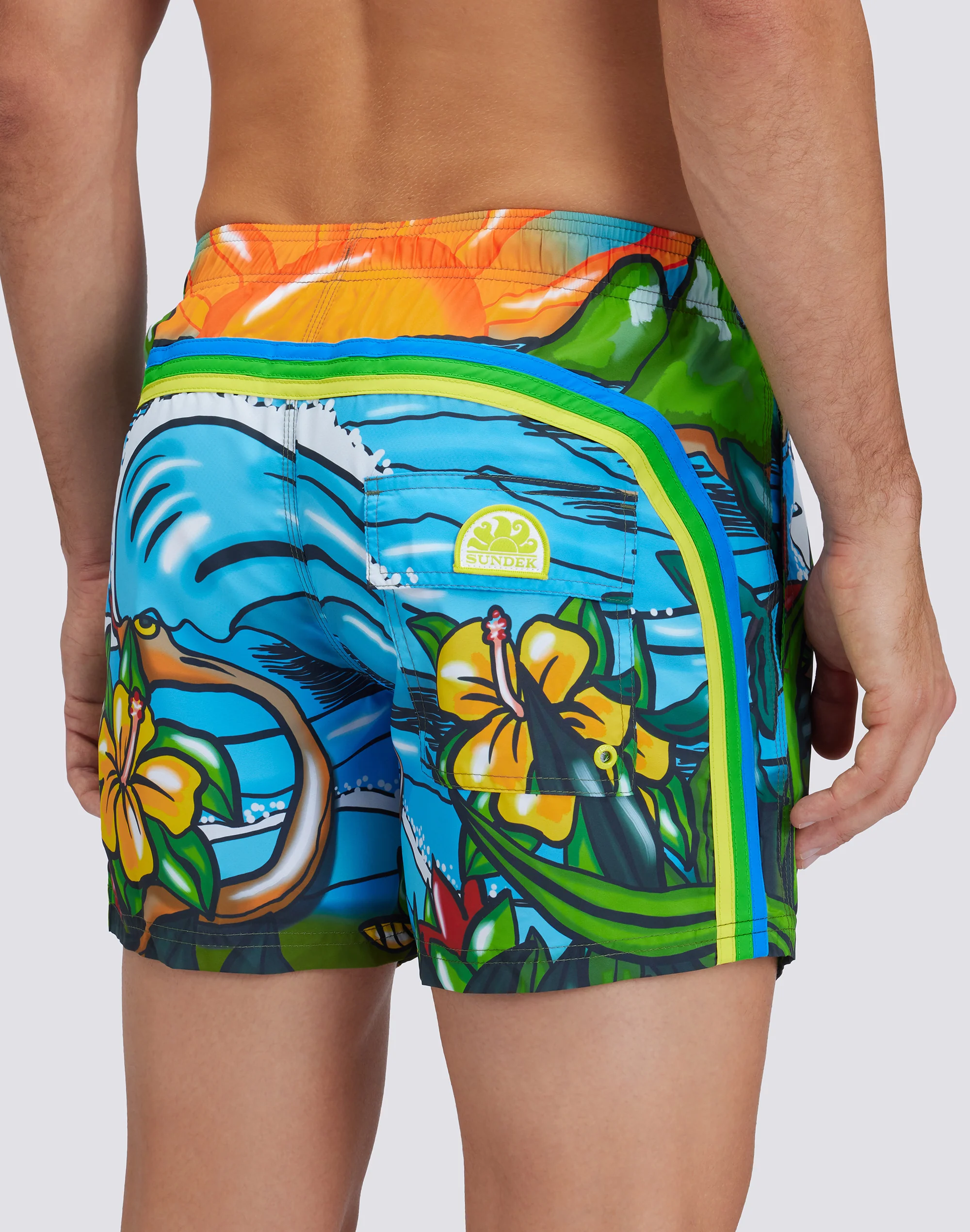 REPREVE® ELASTICATED WAIST SHORT SWIMSHORTS WITH POP 2D PRINT - Image 3