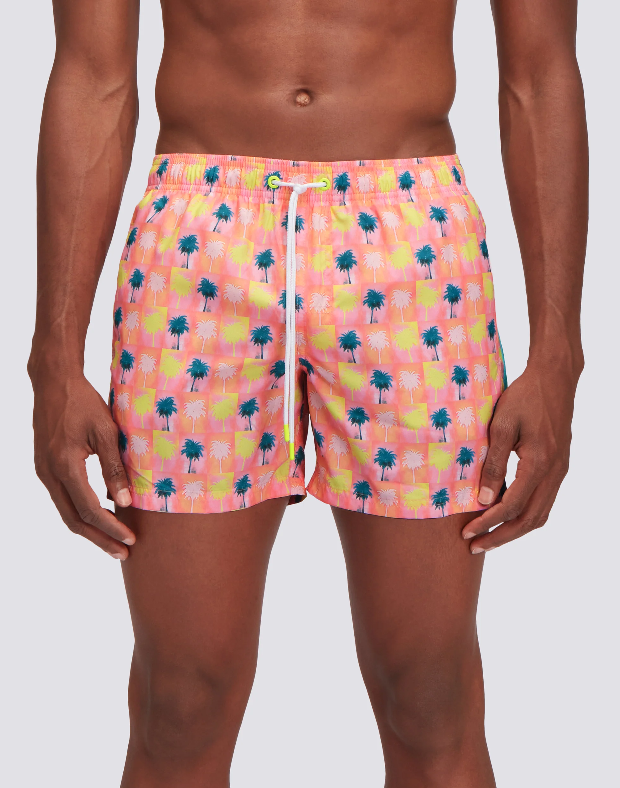 REPREVE® ELASTICATED WAIST SHORT SWIMSHORTS WITH PALM COLLAGE PRINT - Image 2