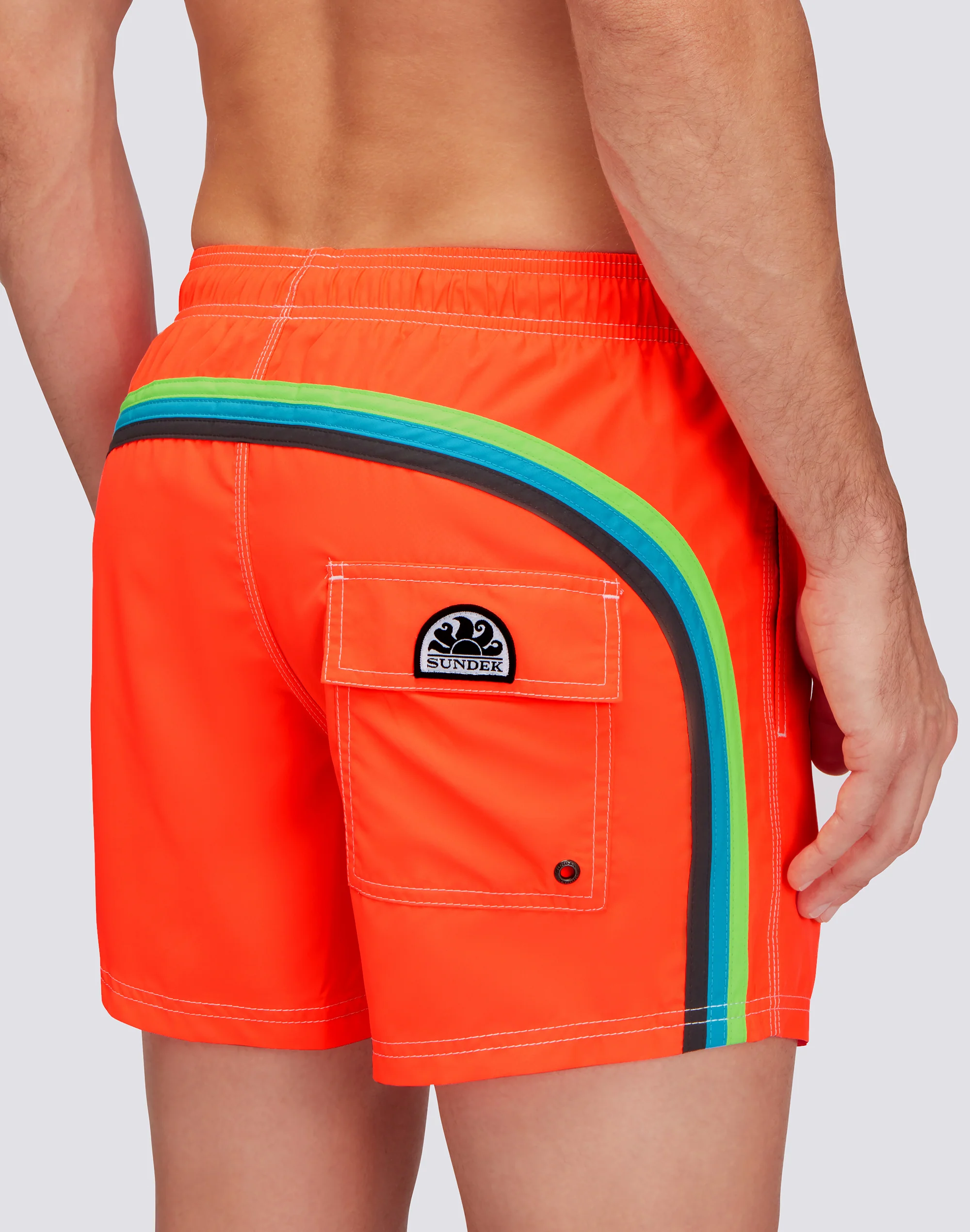 FLUO ELASTICATED WAIST RECYCLED POLYESTER REPREVE® SWIMSHORT - Image 3