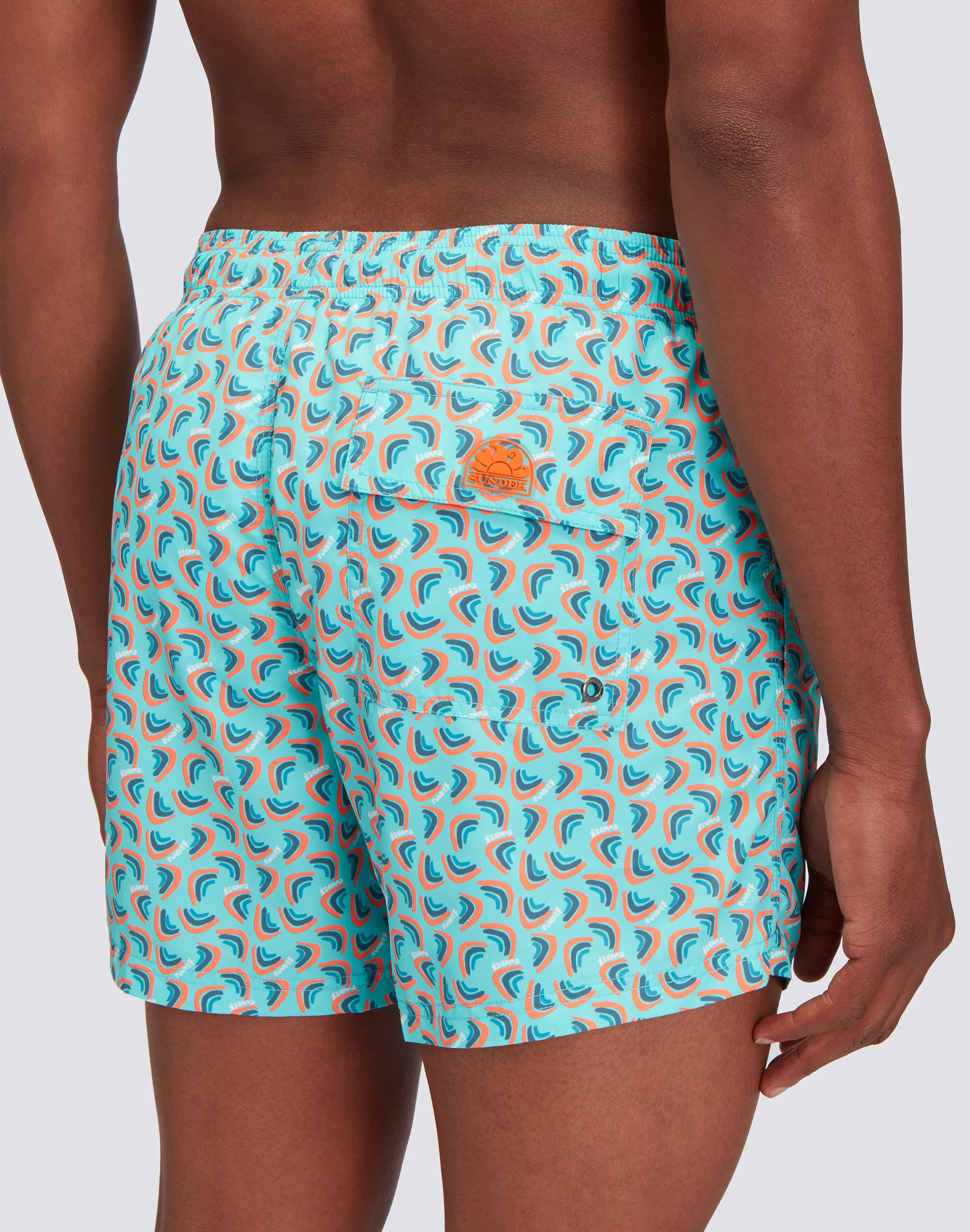RECYCLED POLY SHORT SWIMSHORTS WITH ELASTIC WAIST RAINBOWS PRINT - Image 3