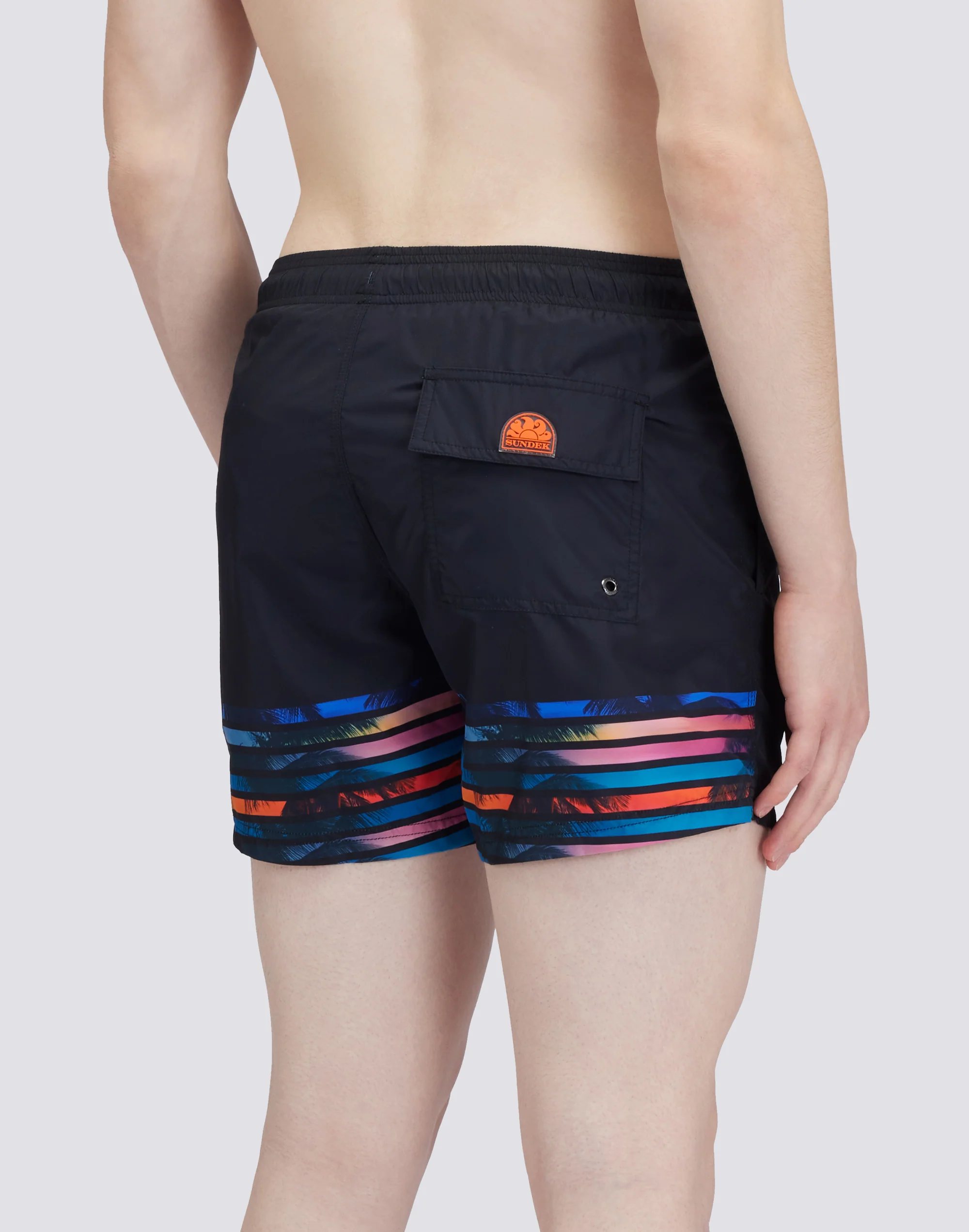 RECYCLED POLY SHORT SWIMSHORTS WITH ELASTIC WAIST BIG PALM PRINT - Image 2