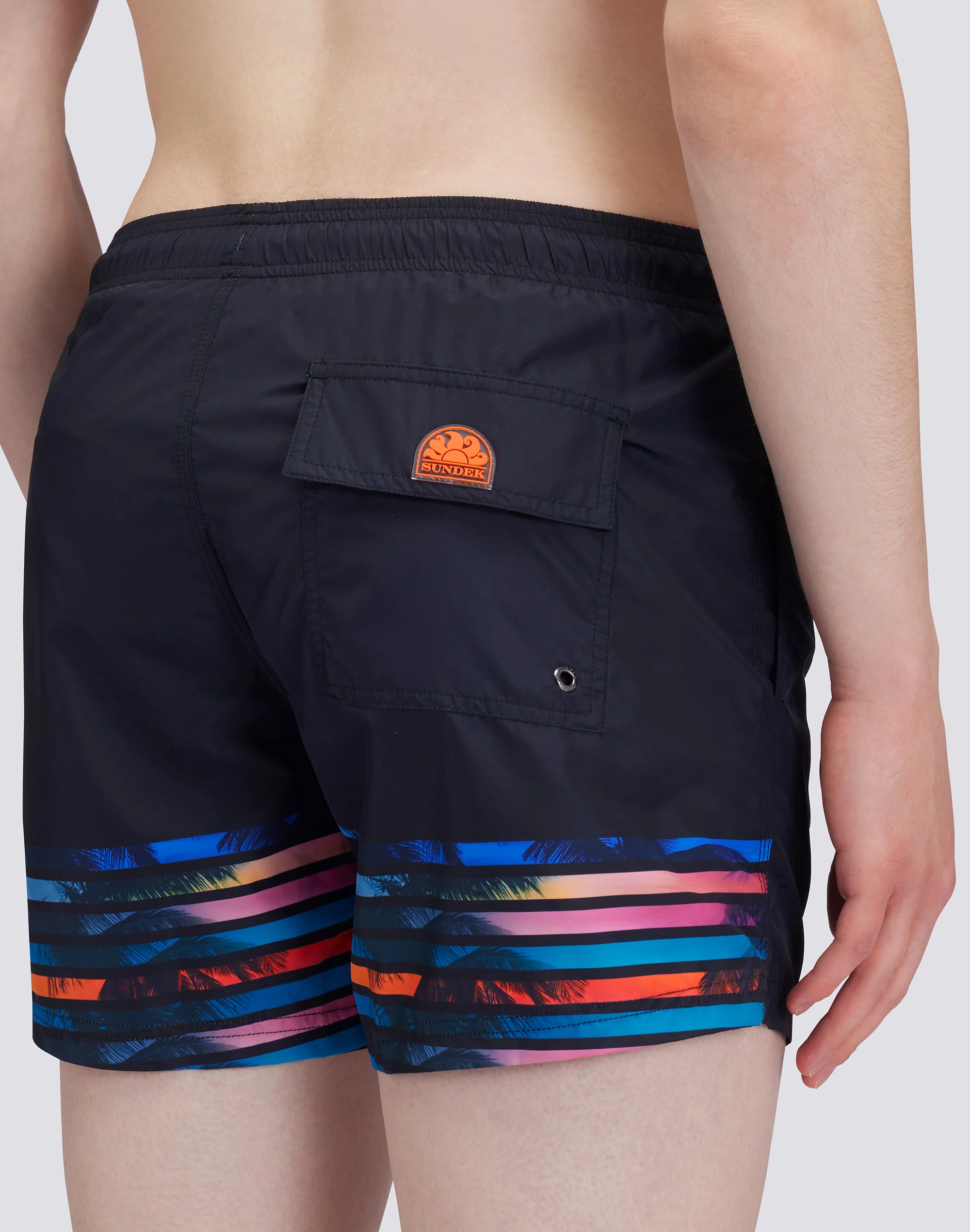 RECYCLED POLY SHORT SWIMSHORTS WITH ELASTIC WAIST BIG PALM PRINT - Image 3
