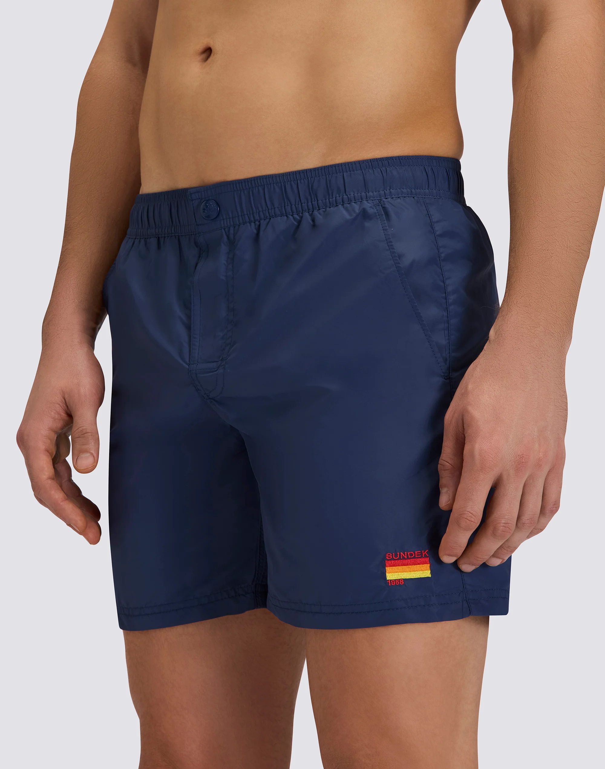 MEN'S SWIMSHORTS WITH ELASTIC WAIST IN WASHED NYLON TAFFETA - Image 3