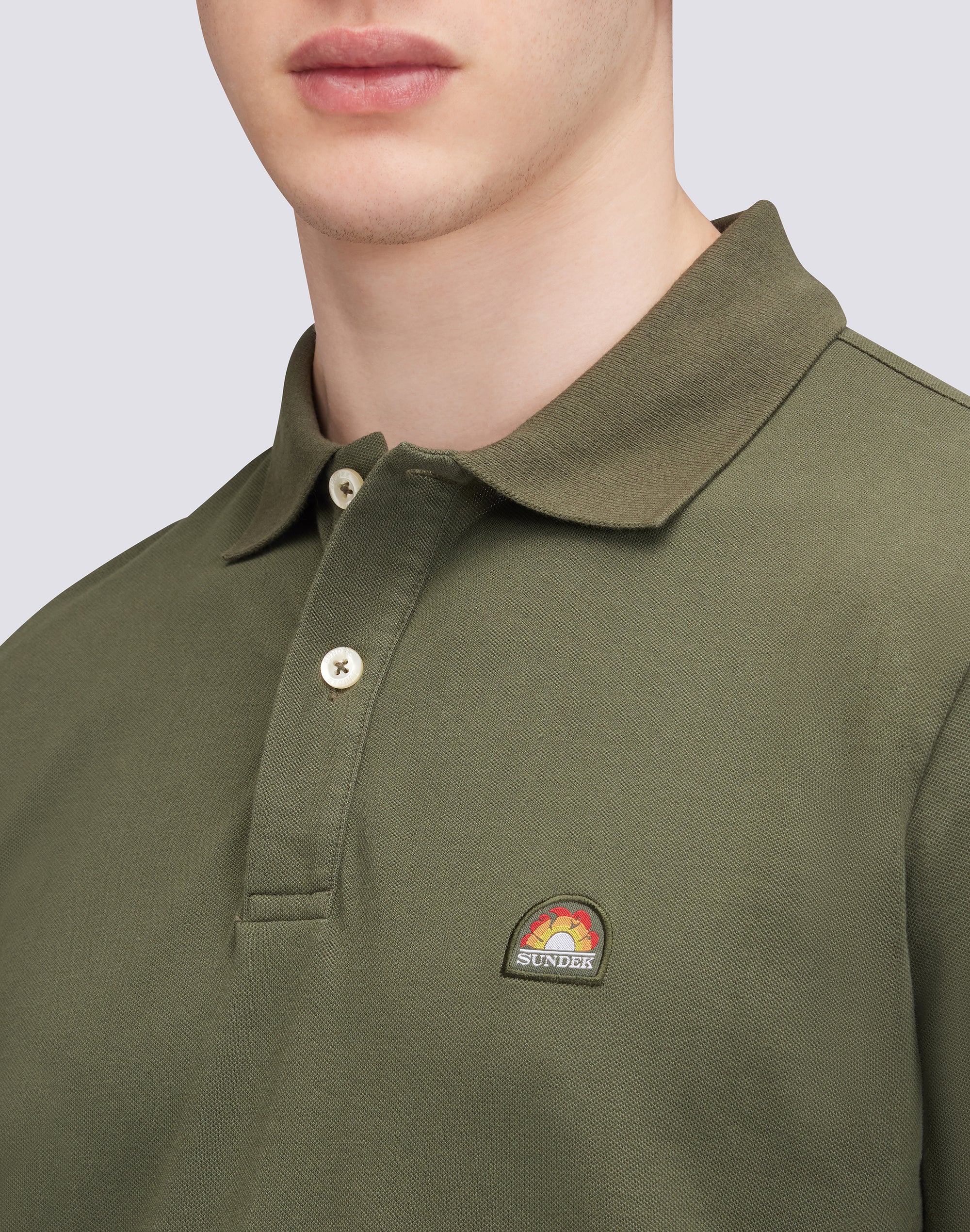 STRETCH PIQUET COTTON POLO SHIRT WITH RAINBOW PATCH