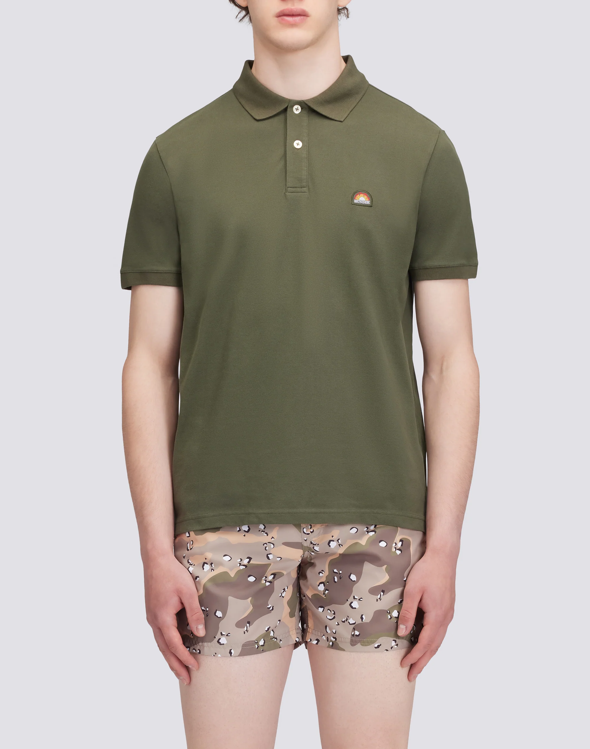 STRETCH PIQUET COTTON POLO SHIRT WITH RAINBOW PATCH - Image 2