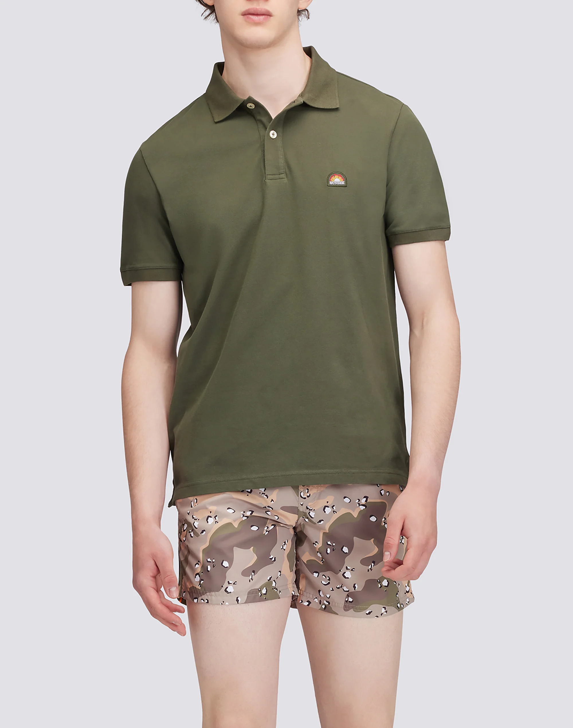 STRETCH PIQUET COTTON POLO SHIRT WITH RAINBOW PATCH - Image 4