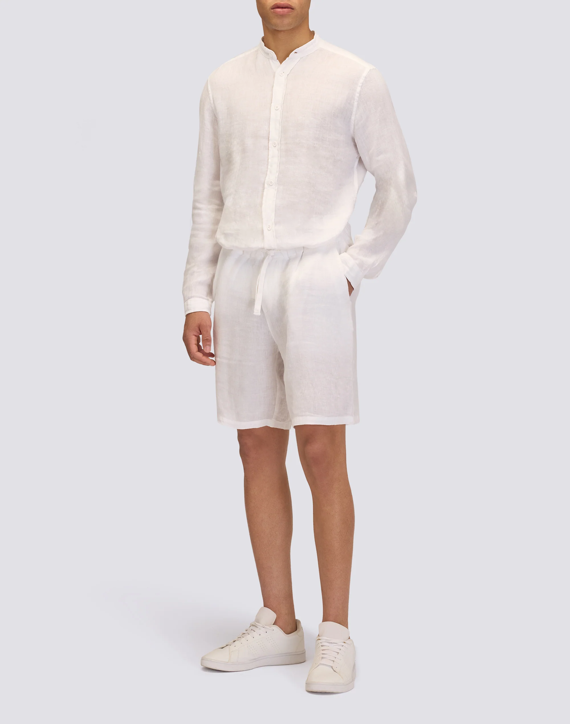 GARMENT DYED LINEN SHIRT WITH MANDARIN COLLAR - Image 4