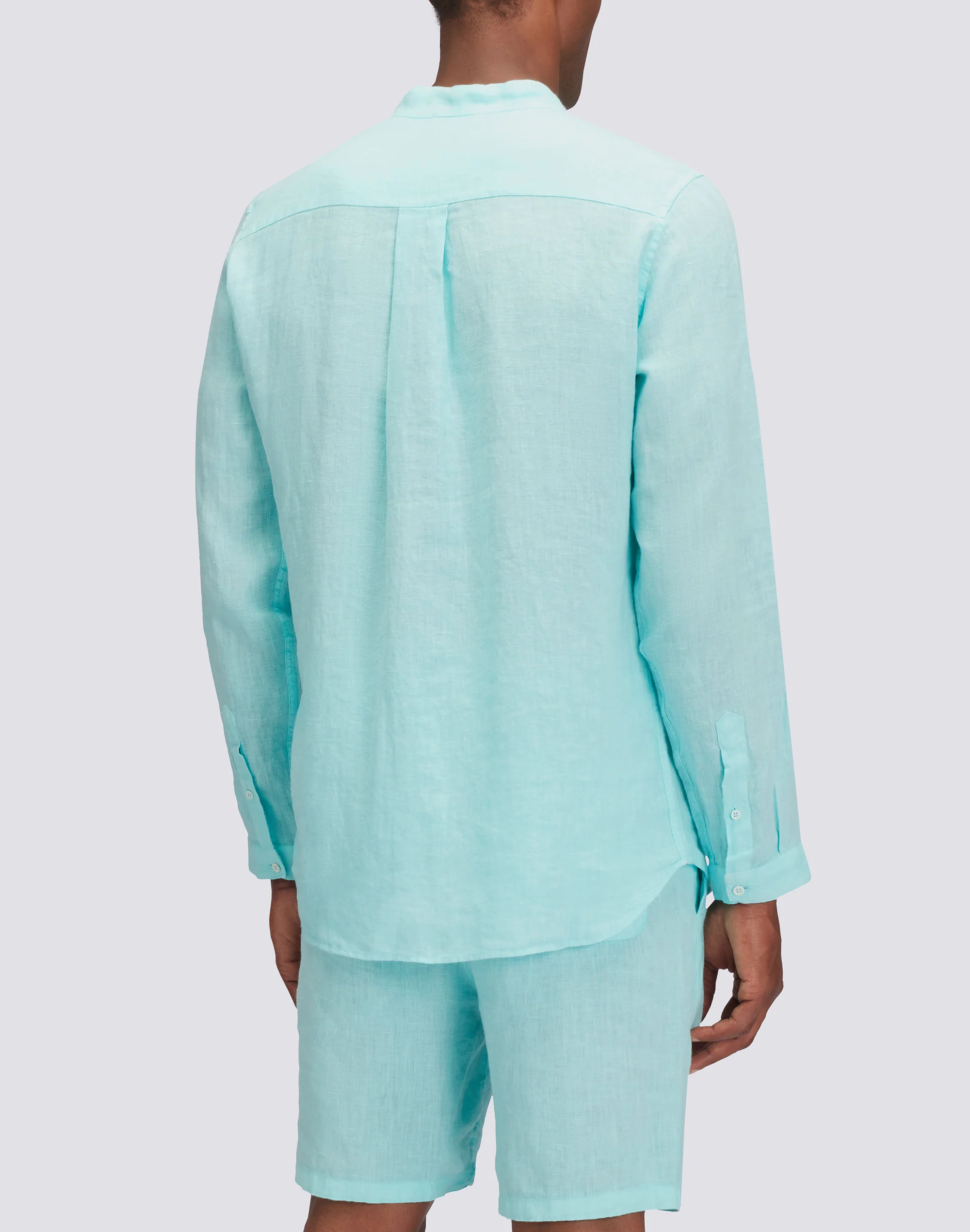 GARMENT DYED LINEN SHIRT WITH MANDARIN COLLAR - Image 2