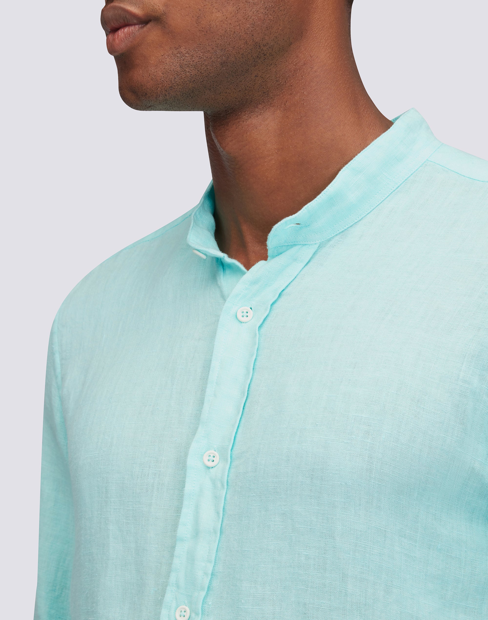 GARMENT DYED LINEN SHIRT WITH MANDARIN COLLAR - Image 3