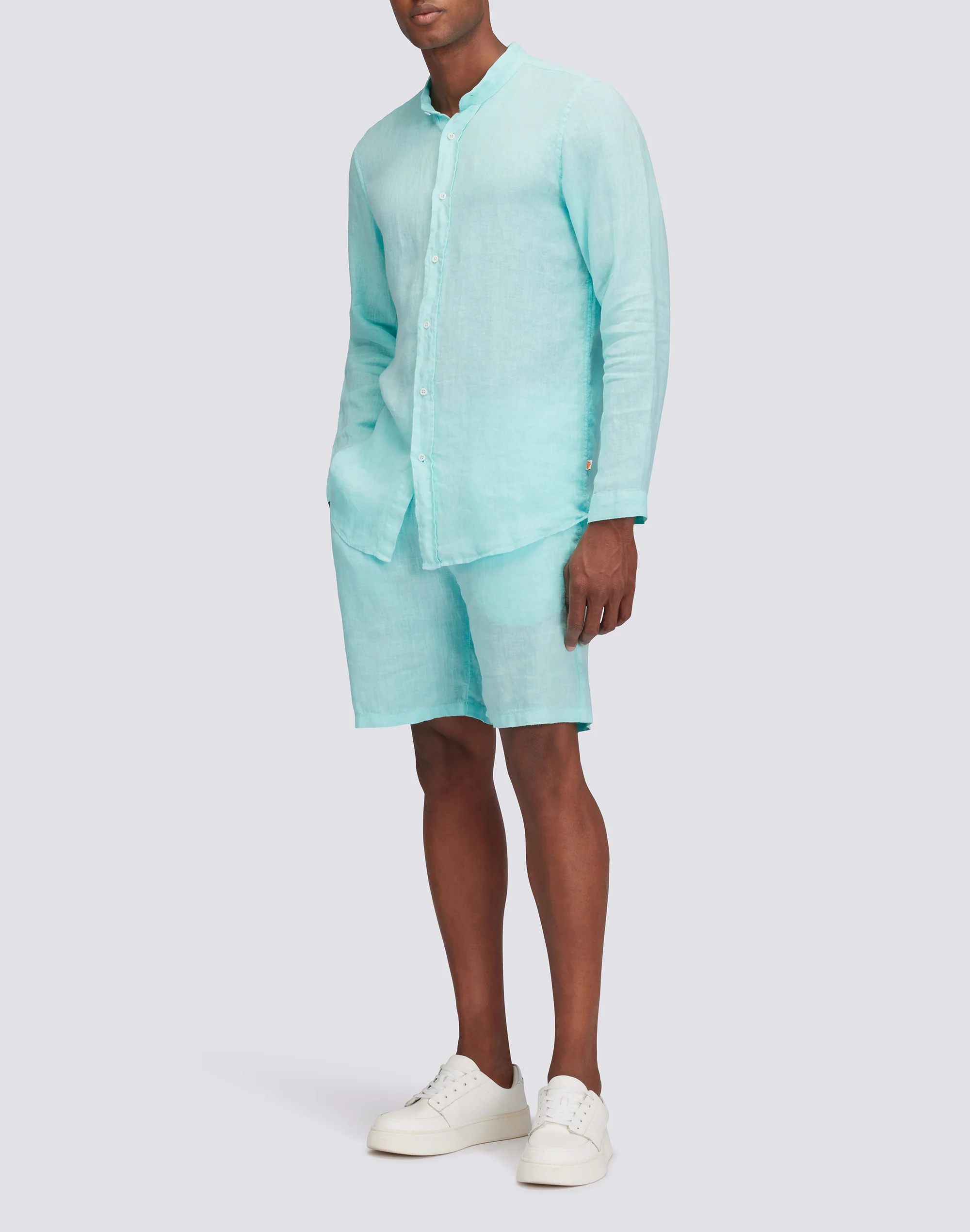 GARMENT DYED LINEN SHIRT WITH MANDARIN COLLAR - Image 4