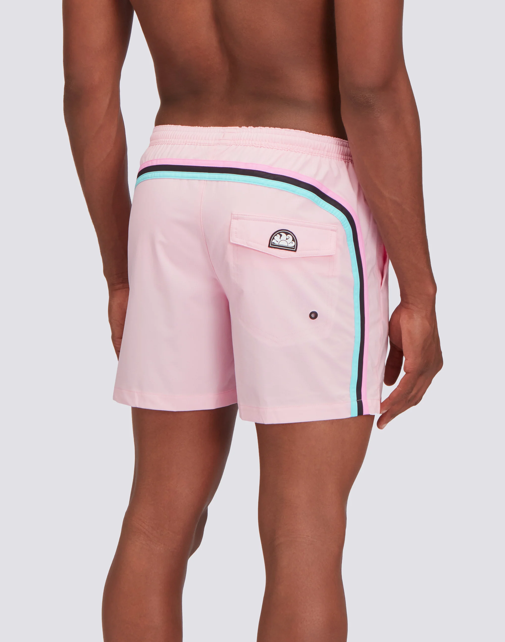 SWIM SHORTS WITH STRETCH FABRIC AND REMOVABLE POUCH