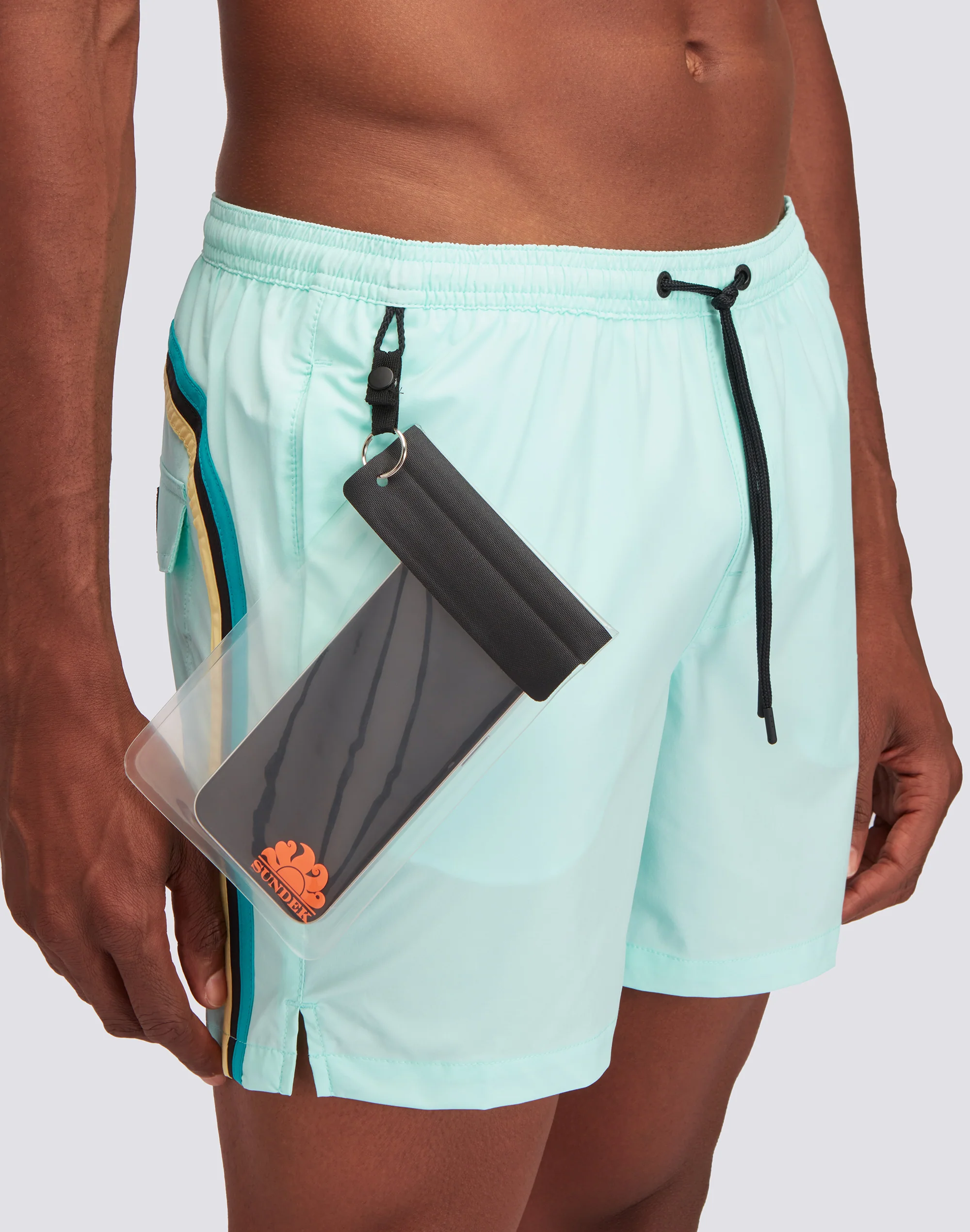 SWIM SHORTS WITH STRETCH FABRIC AND REMOVABLE POUCH - Image 2