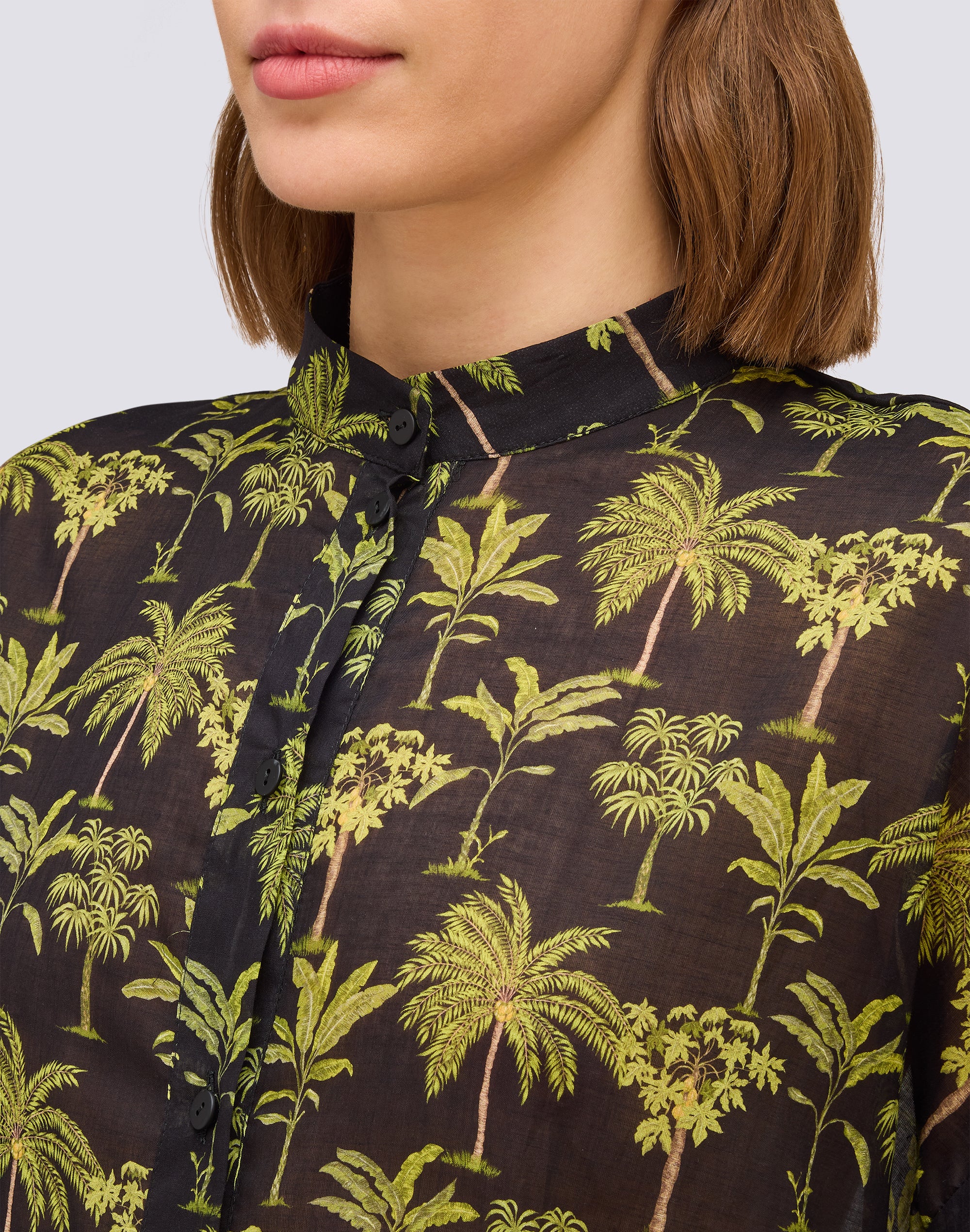 WOMEN'S SHORT COTTON VOILE DRESS WITH BOTANICAL PRINT - Image 3