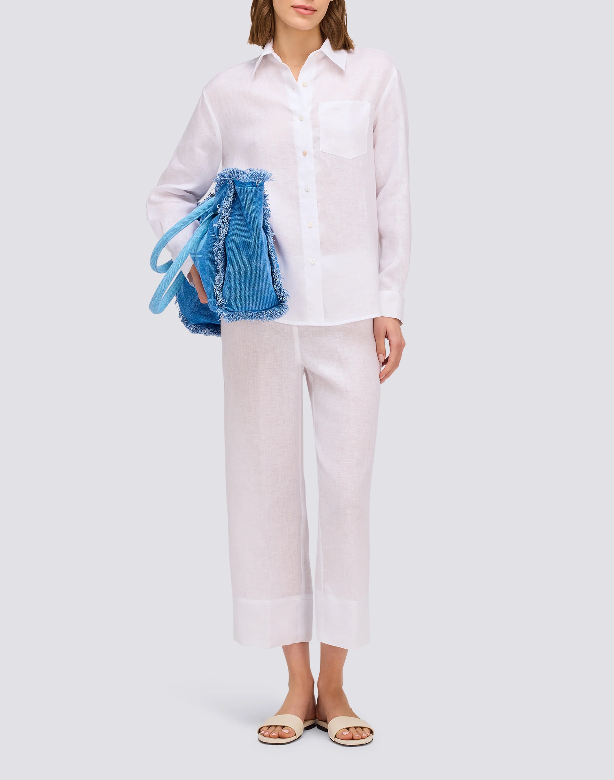 WOMEN'S LONG LINEN TROUSERS WITH ELASTICATED WAIST - Image 4