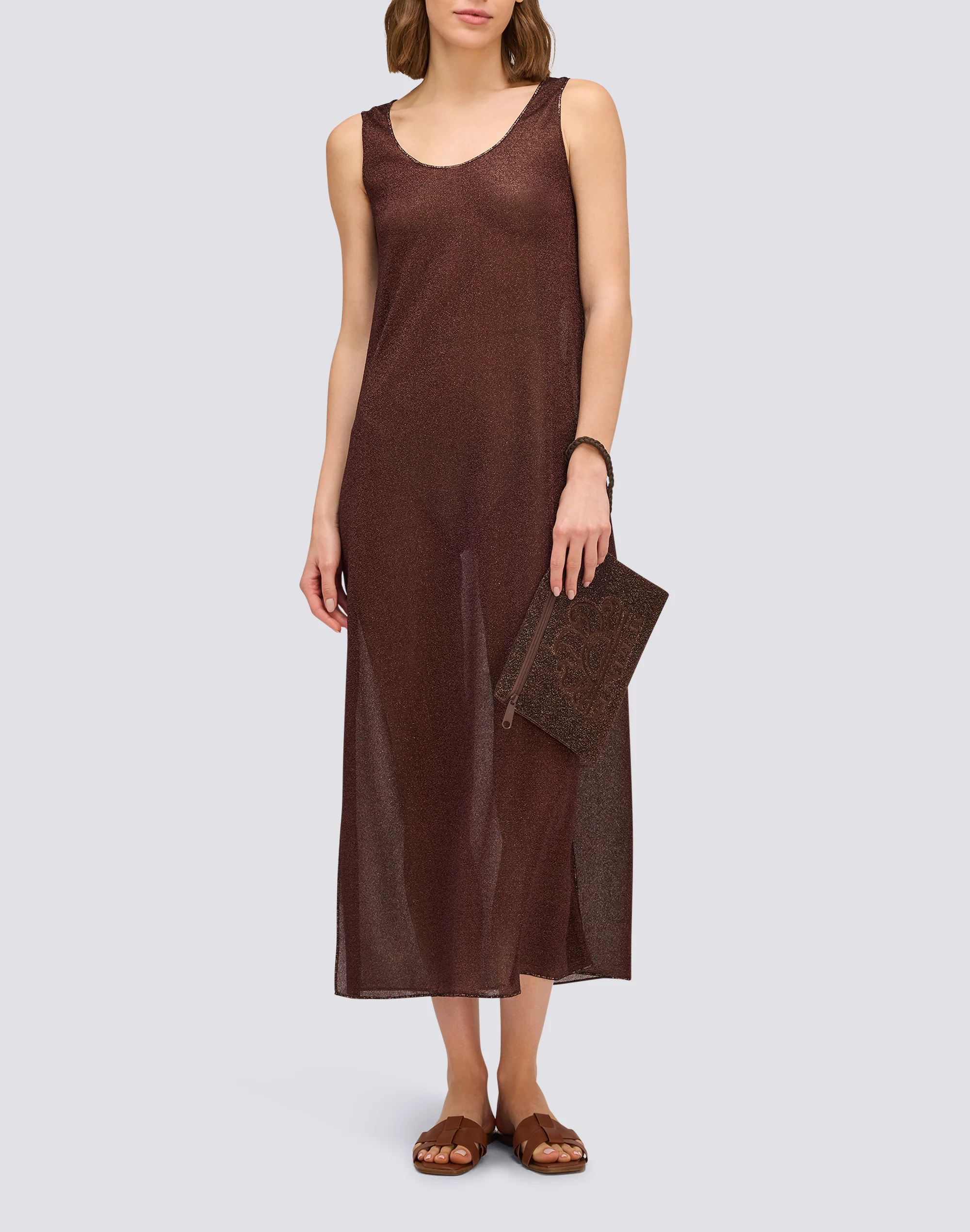 LONG WOMEN'S LUREX DRESS WITH SIDE SLITS - Image 4