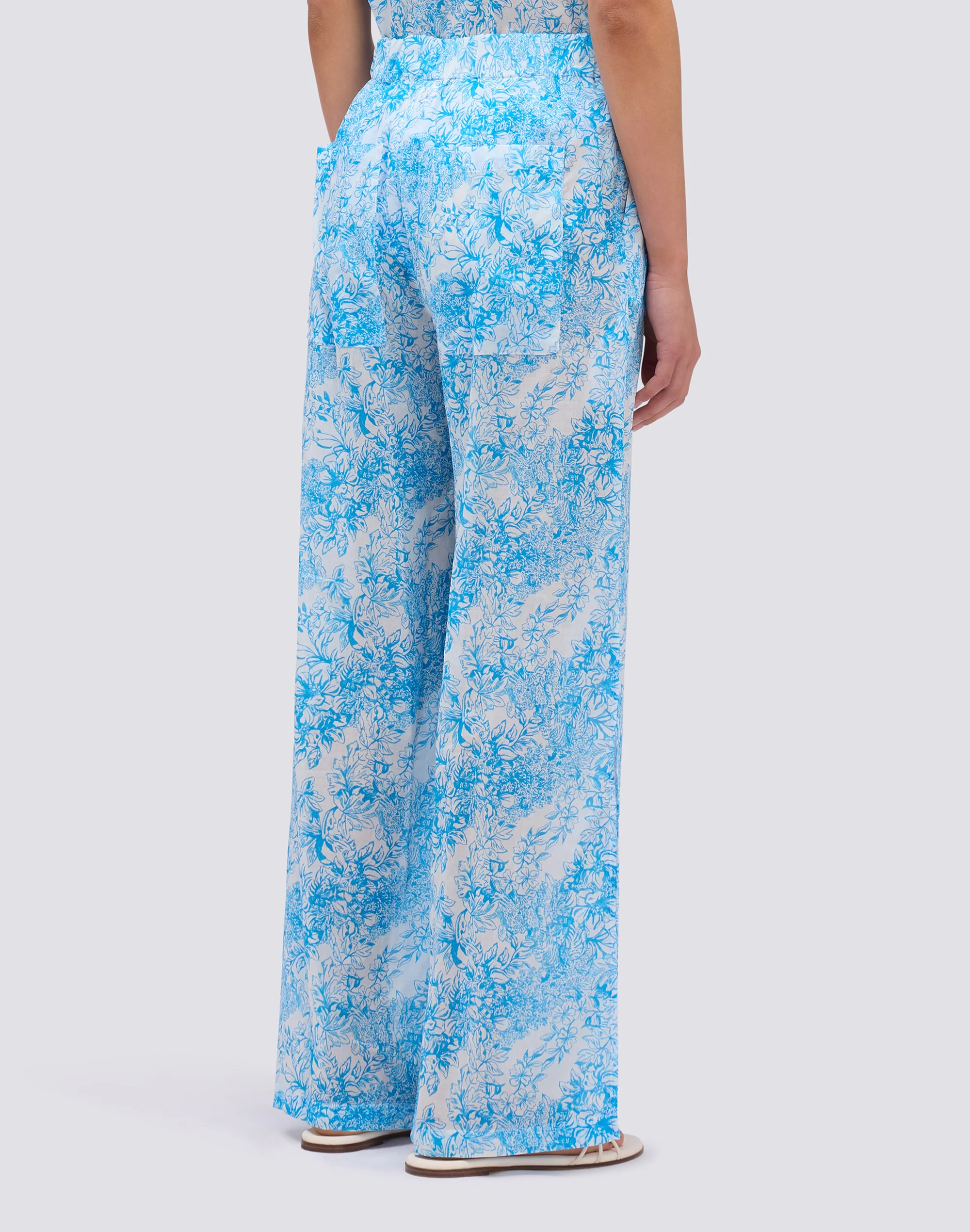 LONG COTTON VOILE TROUSERS WITH FLEUR DE JOIE PRINT - Image 3