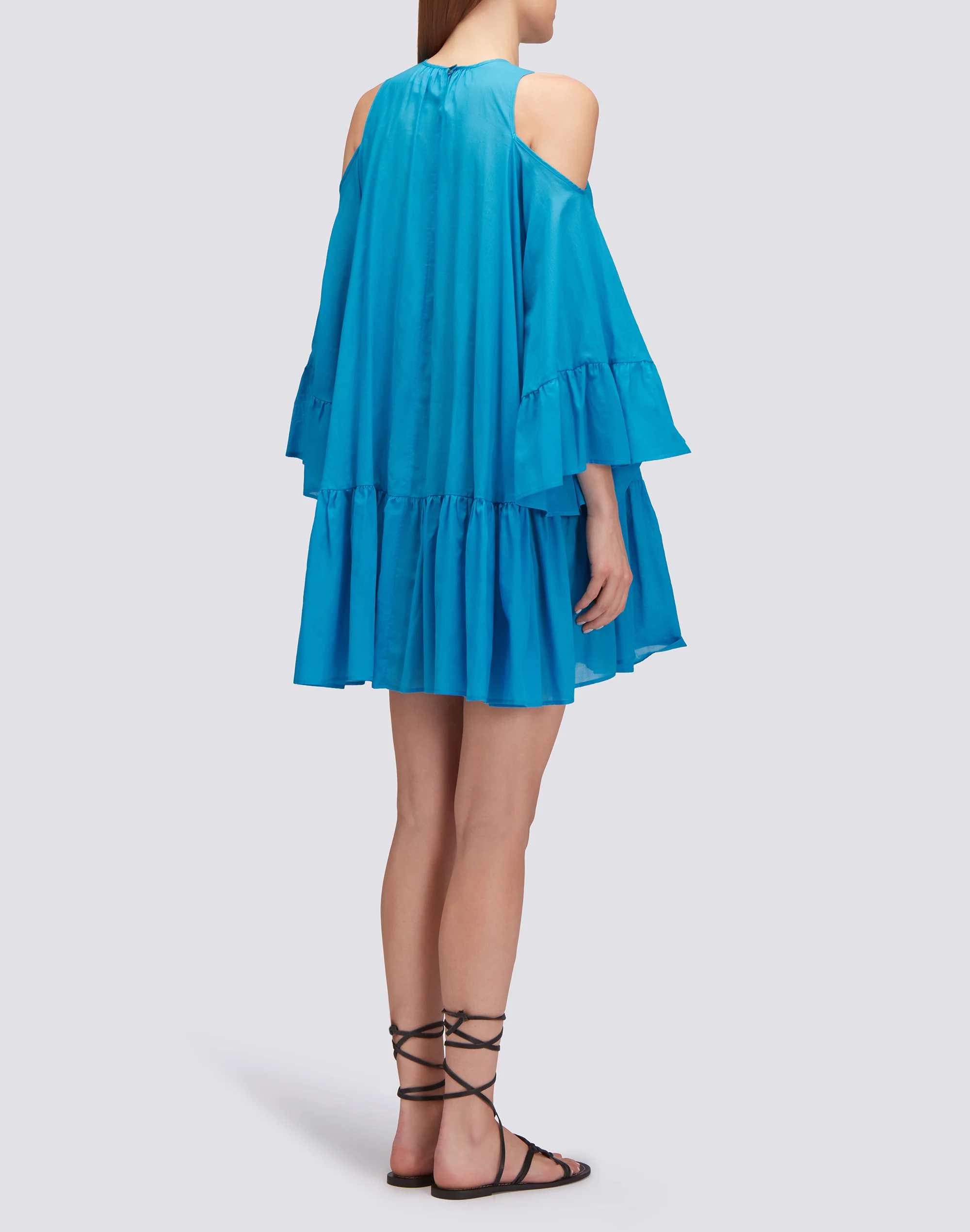 SHORT DRESS WITH OFF-THE-SHOULDERS IN COTTON VOILE - Image 3