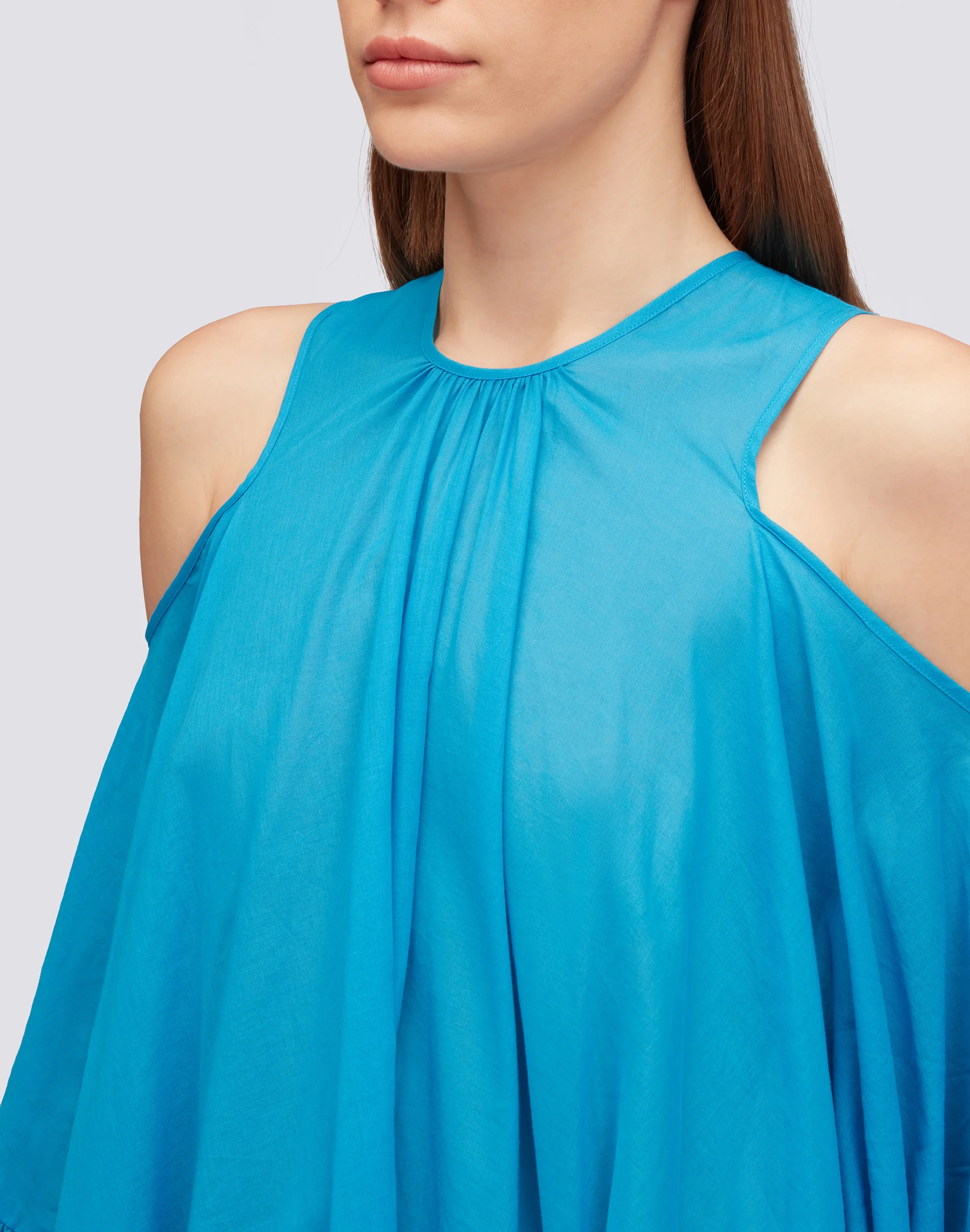 SHORT DRESS WITH OFF-THE-SHOULDERS IN COTTON VOILE - Image 4