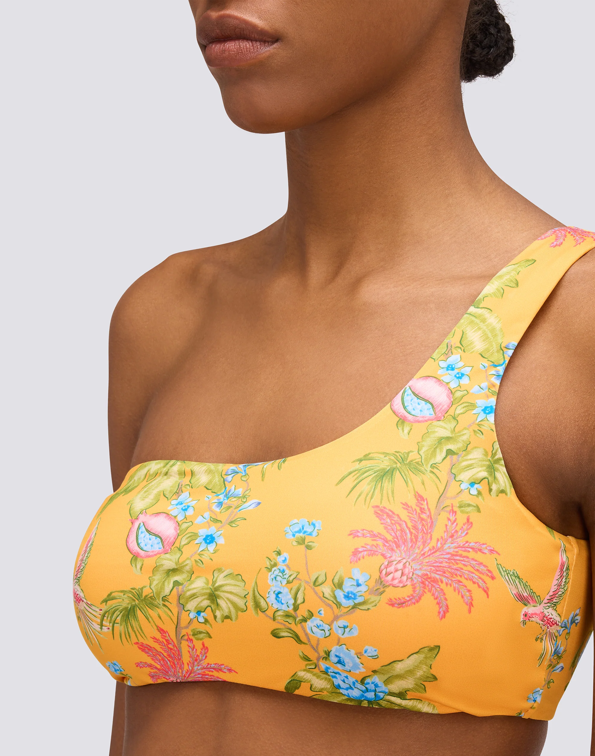 SWEET PARROT PRINT ONE-SHOULDER BIKINI TOP - Image 3