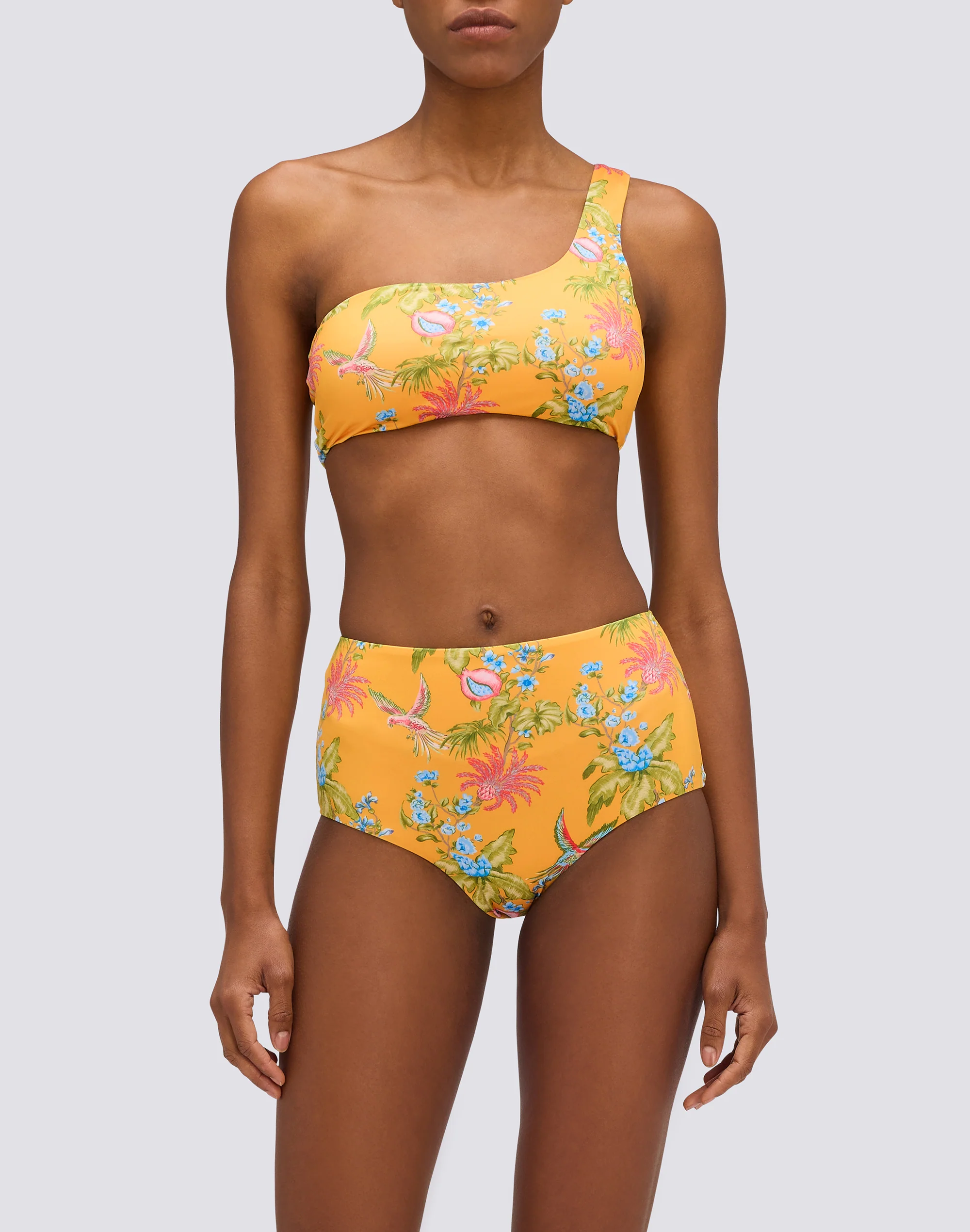 SWEET PARROT PRINT ONE-SHOULDER BIKINI TOP - Image 4